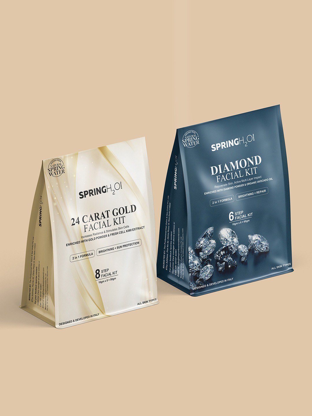 Spring H2O Set Of 2 Diamond & 24 Carat Gold Facial Kit - 140 g