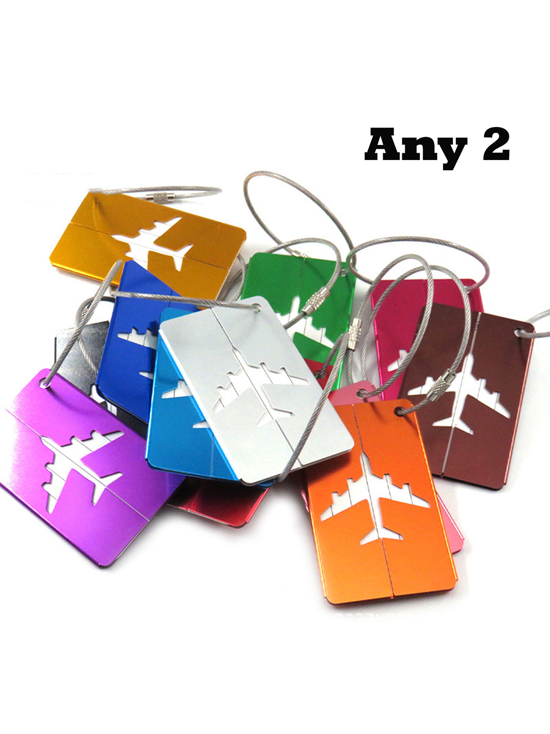 Flenzy Metal Airplane Luggage Tag with Name and Id Card