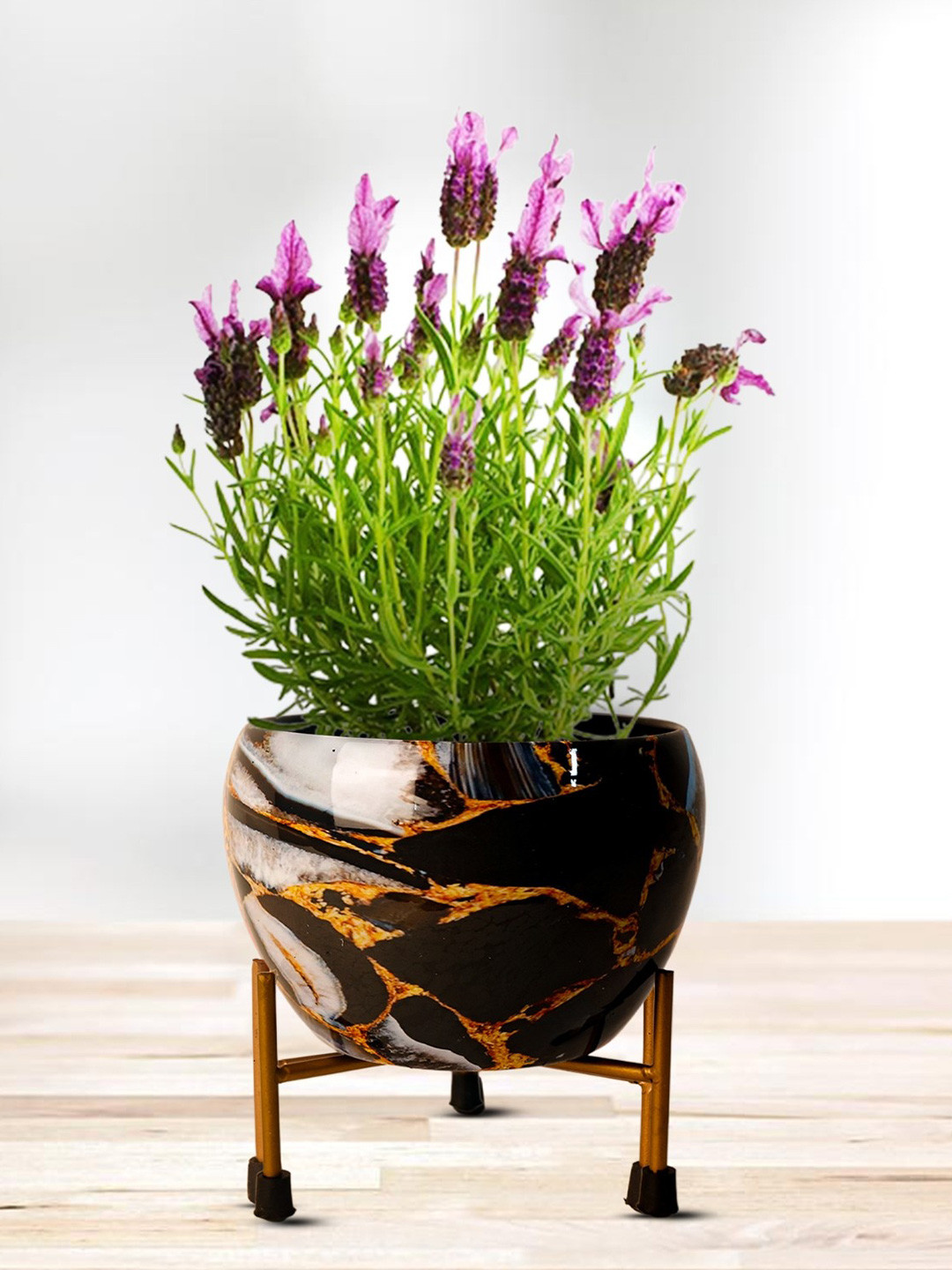 Nymph Black Flower Planters With Stand