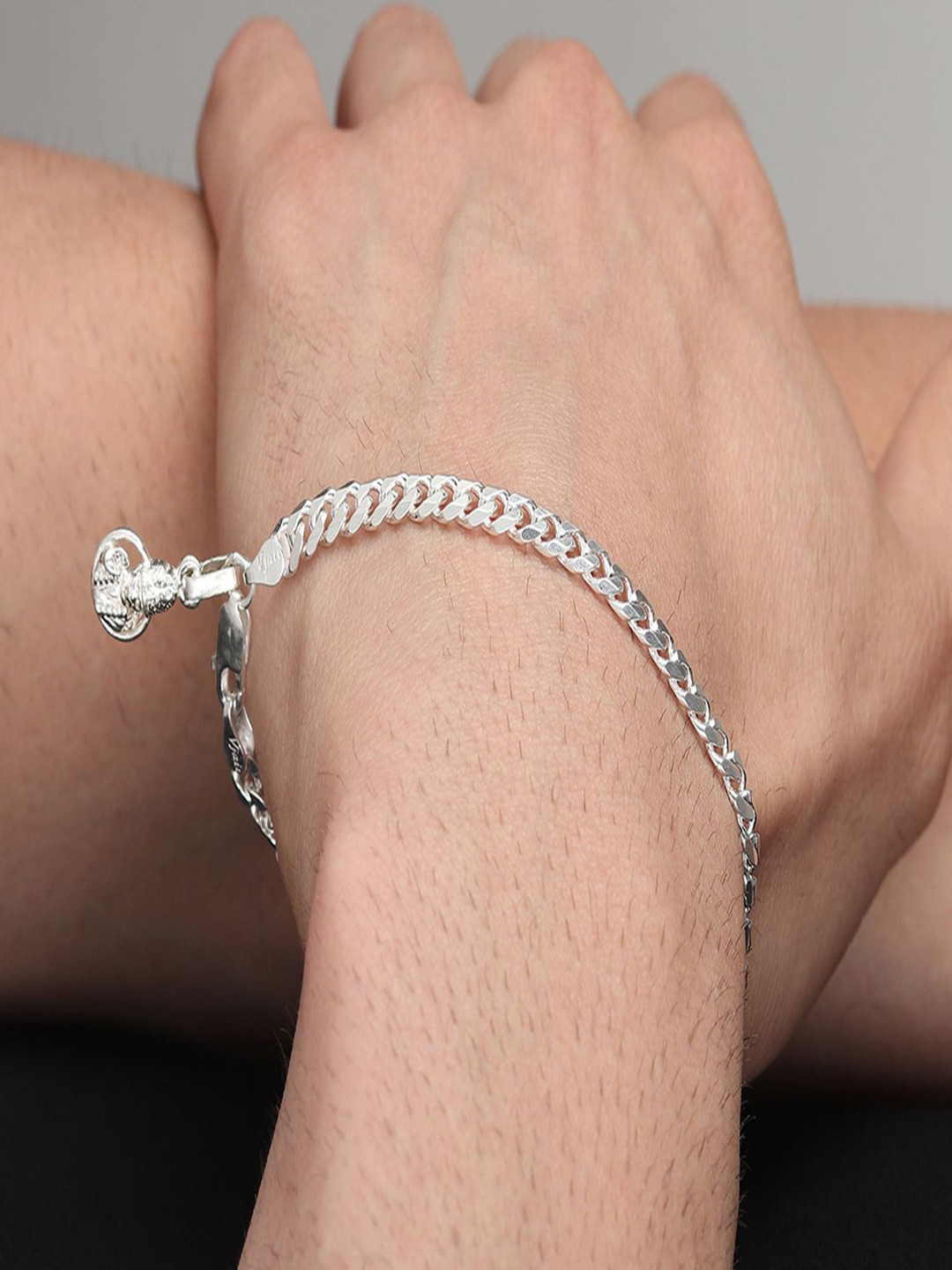 AKSHAT SAPPHIRE Men Sterling Silver Charm Bracelet With God Sai Baba Pendant