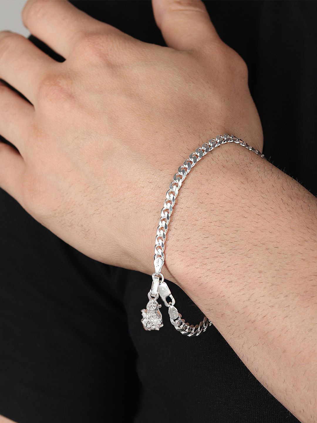 AKSHAT SAPPHIRE Men 92.5 Sterling Silver God Ram Pendant With Charm Bracelet