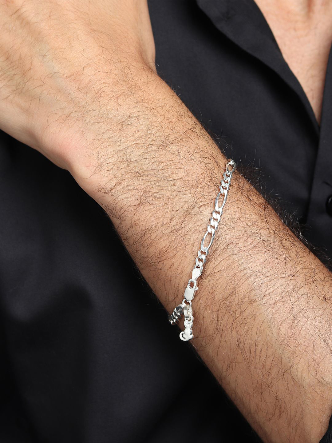 AKSHAT SAPPHIRE Men 92.5 Sterling Silver Cat Symbol Pendant Charm Bracelet