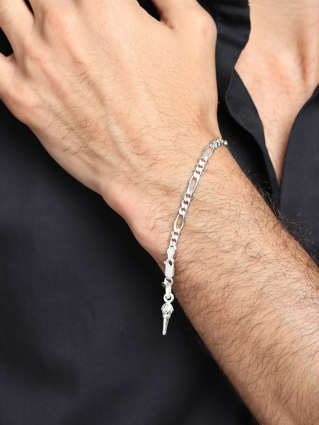 AKSHAT SAPPHIRE Men 925 Sterling Silver Gada Symbol Charm Bracelet