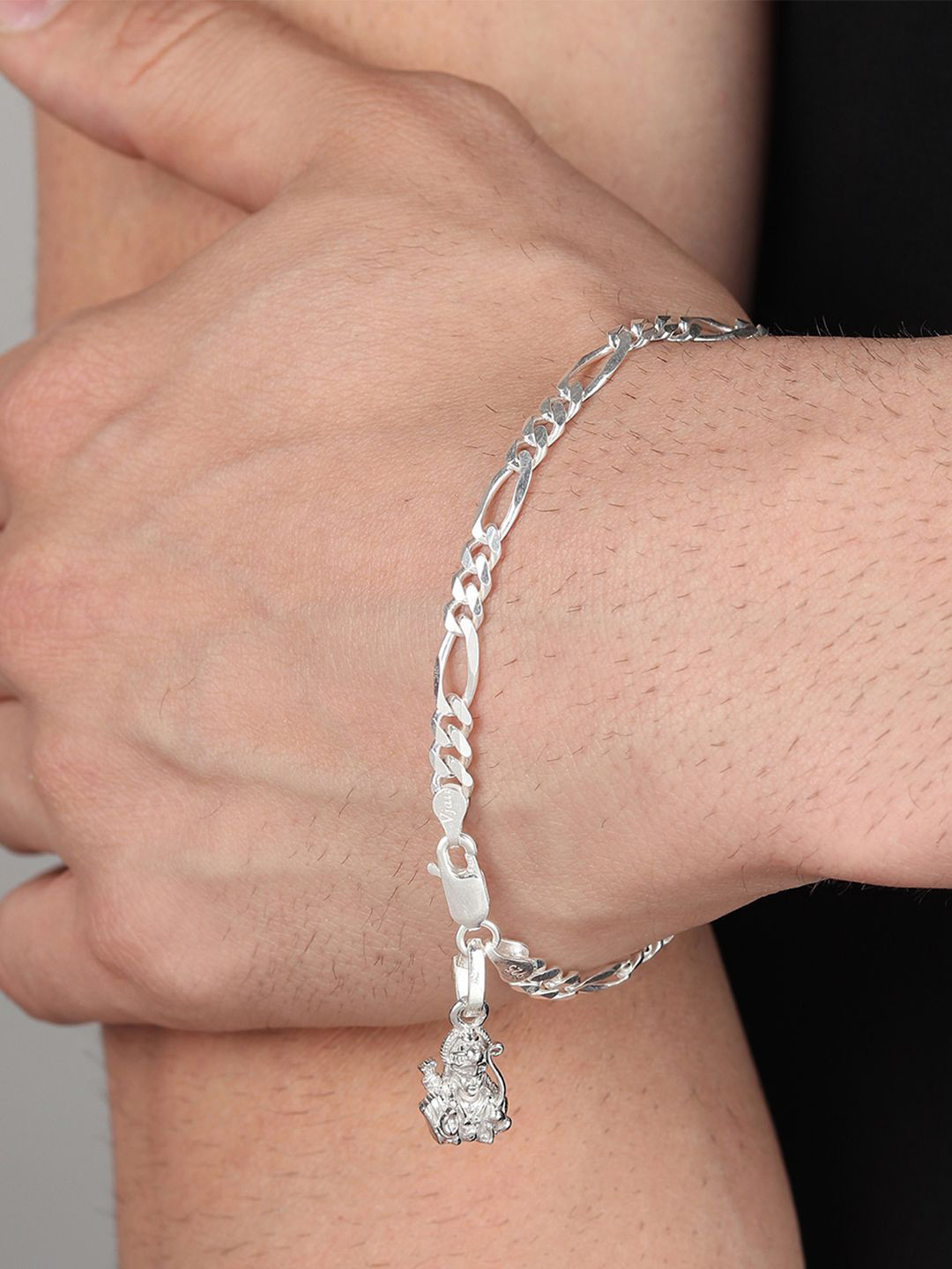 AKSHAT SAPPHIRE Men 925 Sterling Silver God Ram Symbol Pendant Link Bracelet