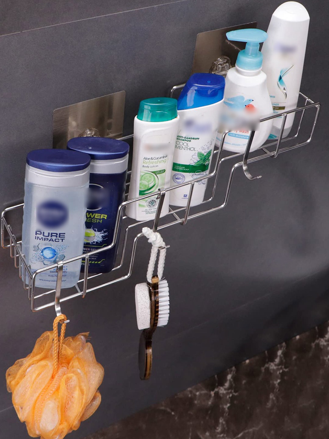 HOKIPO Self Adhesive Stainless Steel Bathroom Shelf