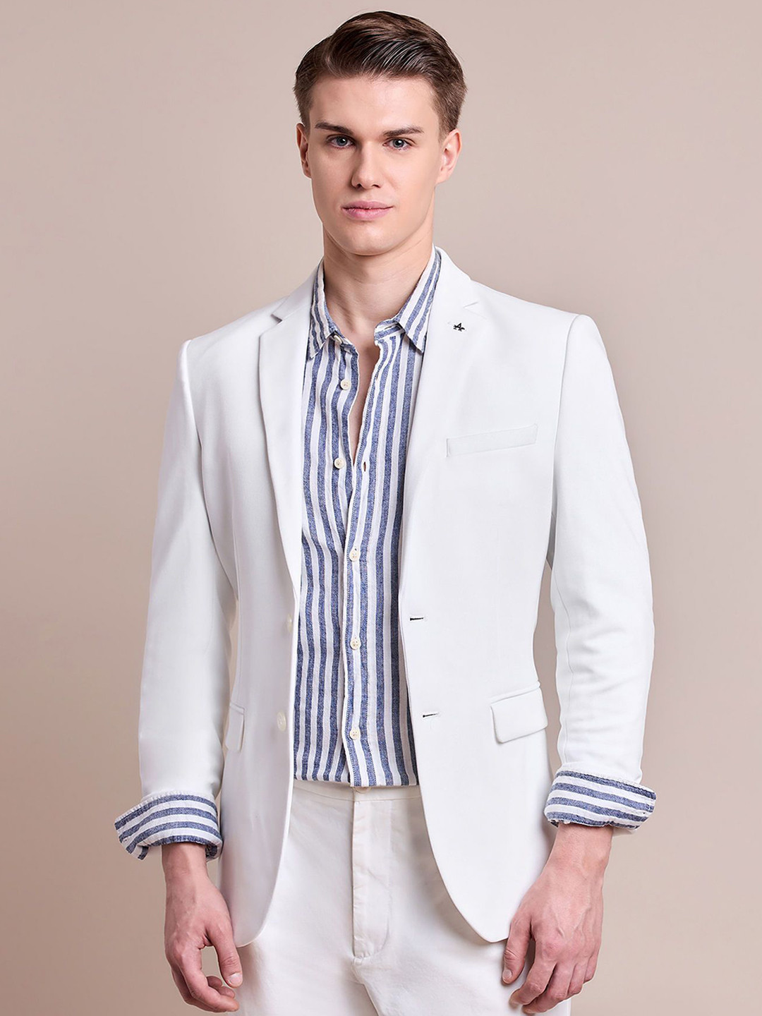 Zero Calorie Fit Notched Lapel Collar Single Breasted Formal Blazer