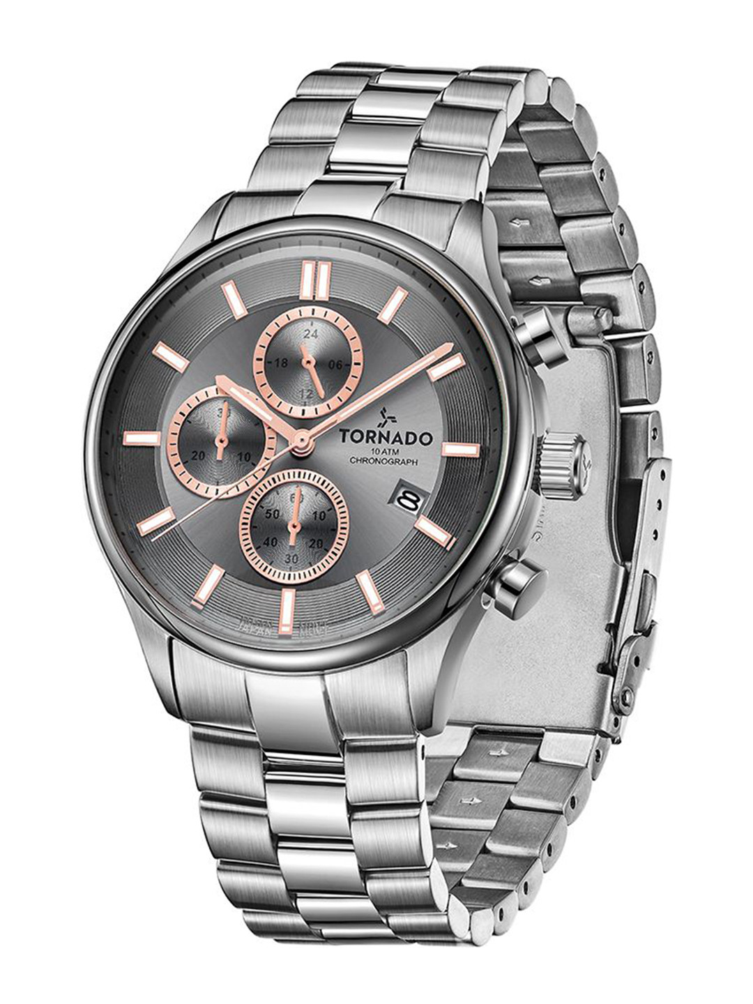 TORNADO Men Dial & Stainless Steel Bracelet Style Straps Analogue Chronograph Watch T6106B-SBSX