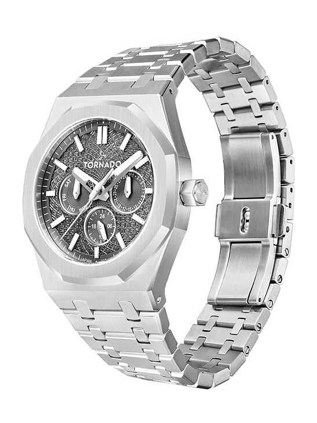TORNADO Men Embellished Dial & Stainless Steel Wrap Around Straps Analogue Multi Function Watch T23104-SBSX