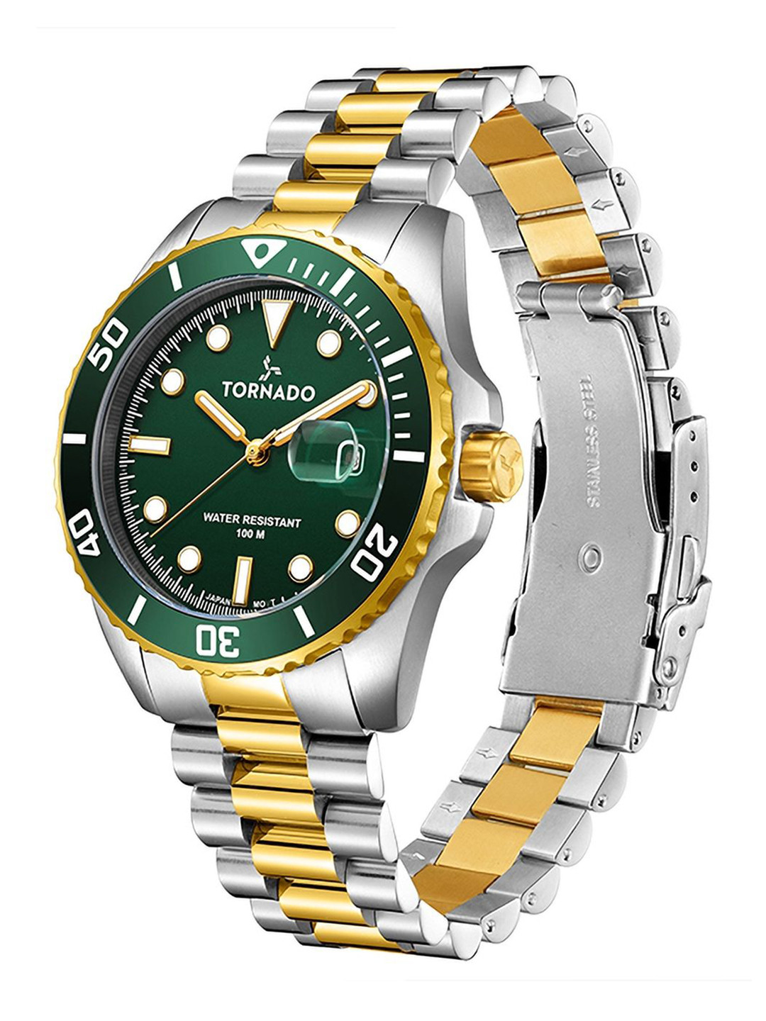 TORNADO Men Dial & Stainless Steel Bracelet Style Straps Analogue Watch T22001-TBTH