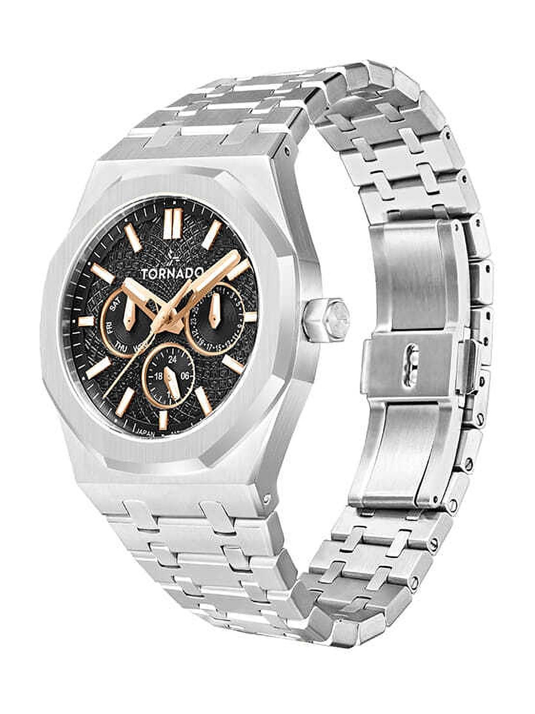 TORNADO Men Dial & Stainless Steel Bracelet Style Straps Analogue Multi Function Watch T23104-SBSBK