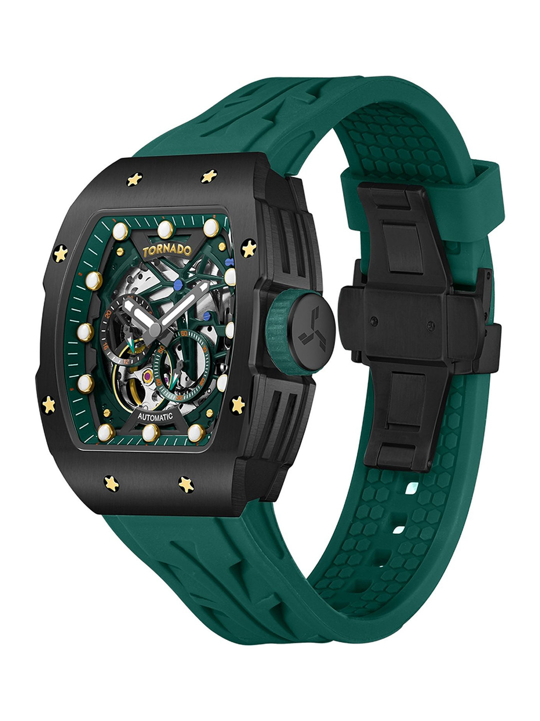 TORNADO Men Embellished Dial & Bracelet Style Straps Analogue Automatic Watch T24302-BSHB