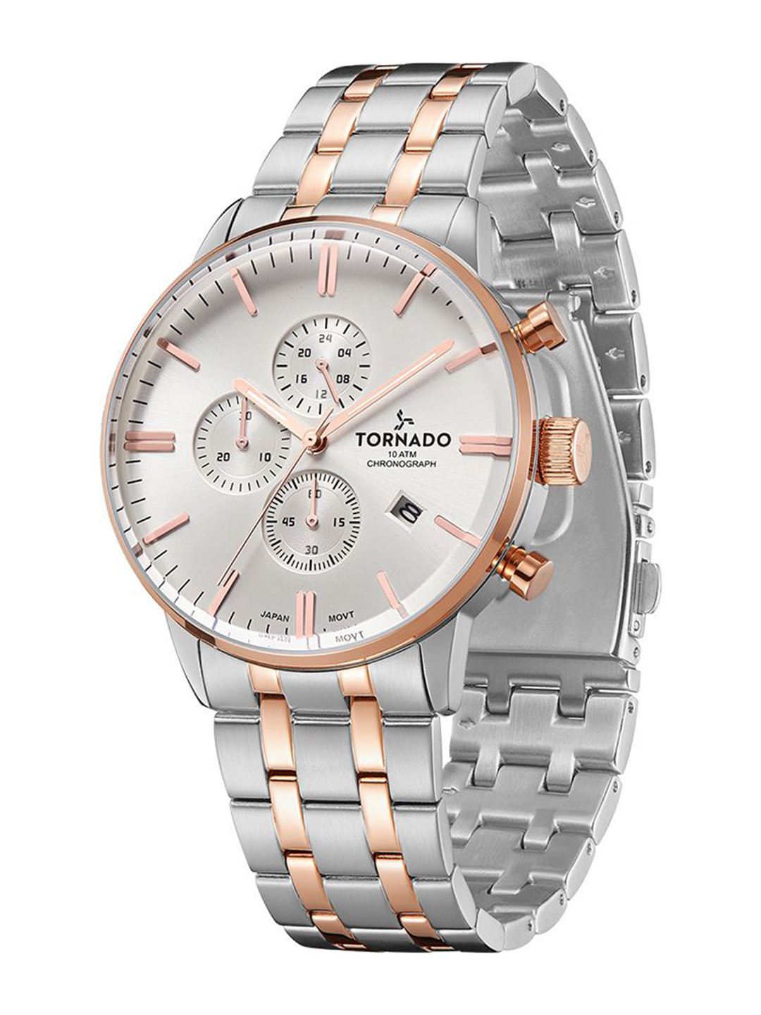 TORNADO Men Dial & Stainless Steel Bracelet Style Straps Analogue Chronograph Watch T6102-KBKSK
