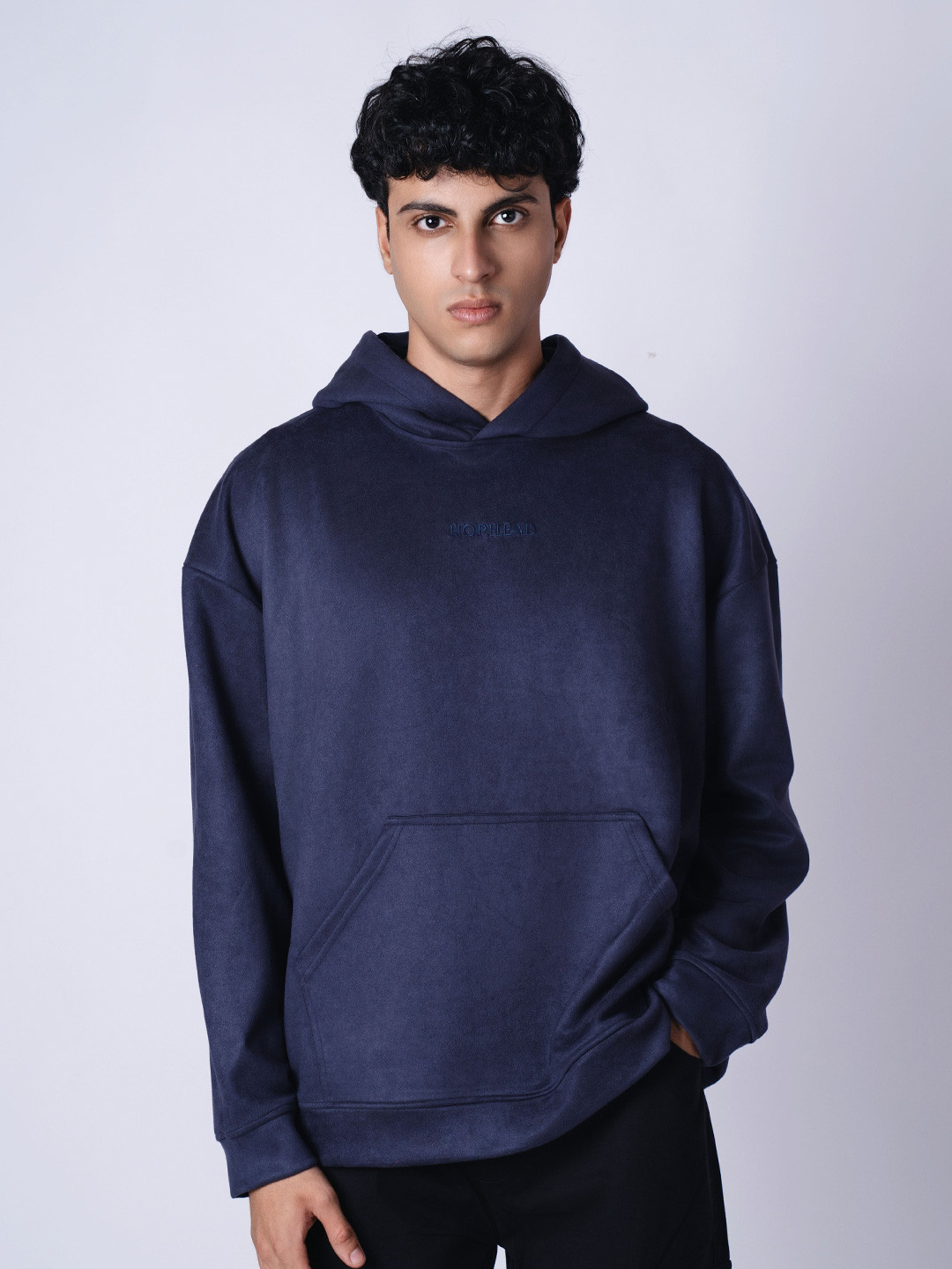 Hop Head Space Blue Oversized Suede Hoodie