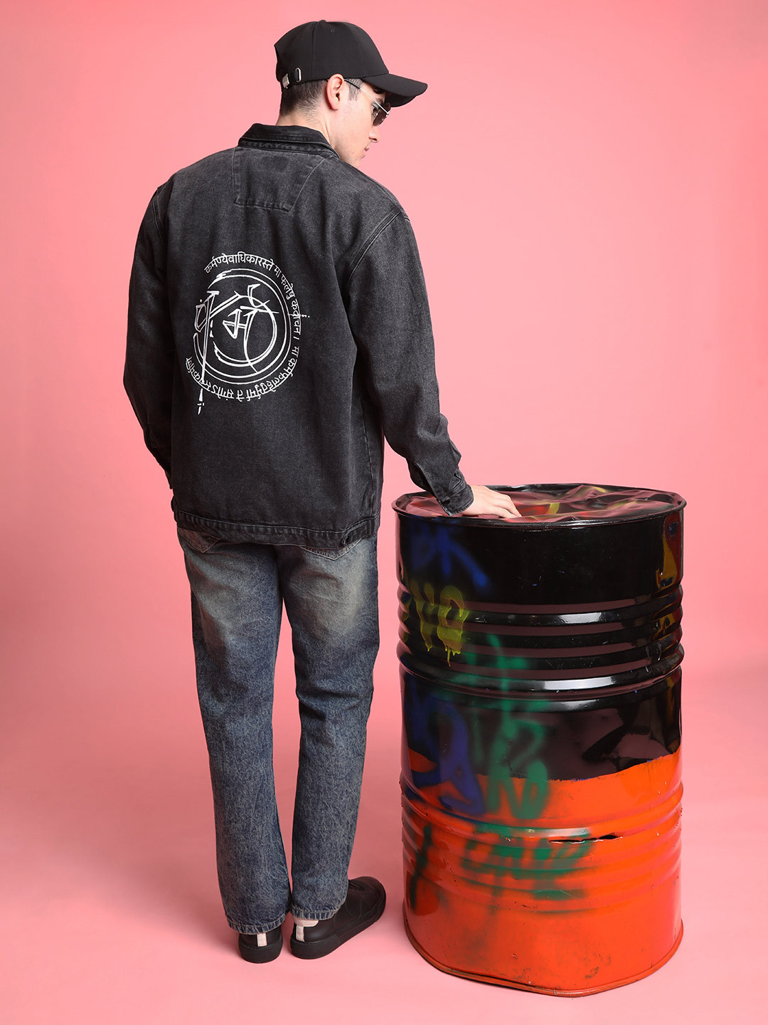 Bene Kleed Men Relax Fit Denim Jacket With Back Print