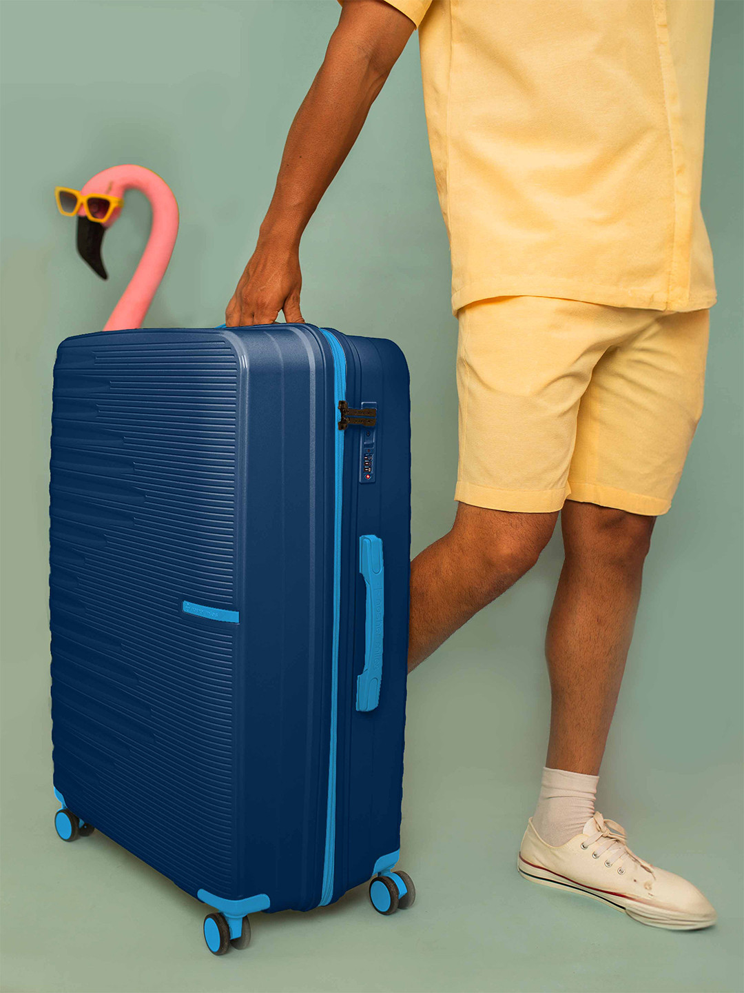 Nasher Miles Havelock Polypropylene TSA Lock Large Blue Trolley Bag - 28 Inch (75 cm)