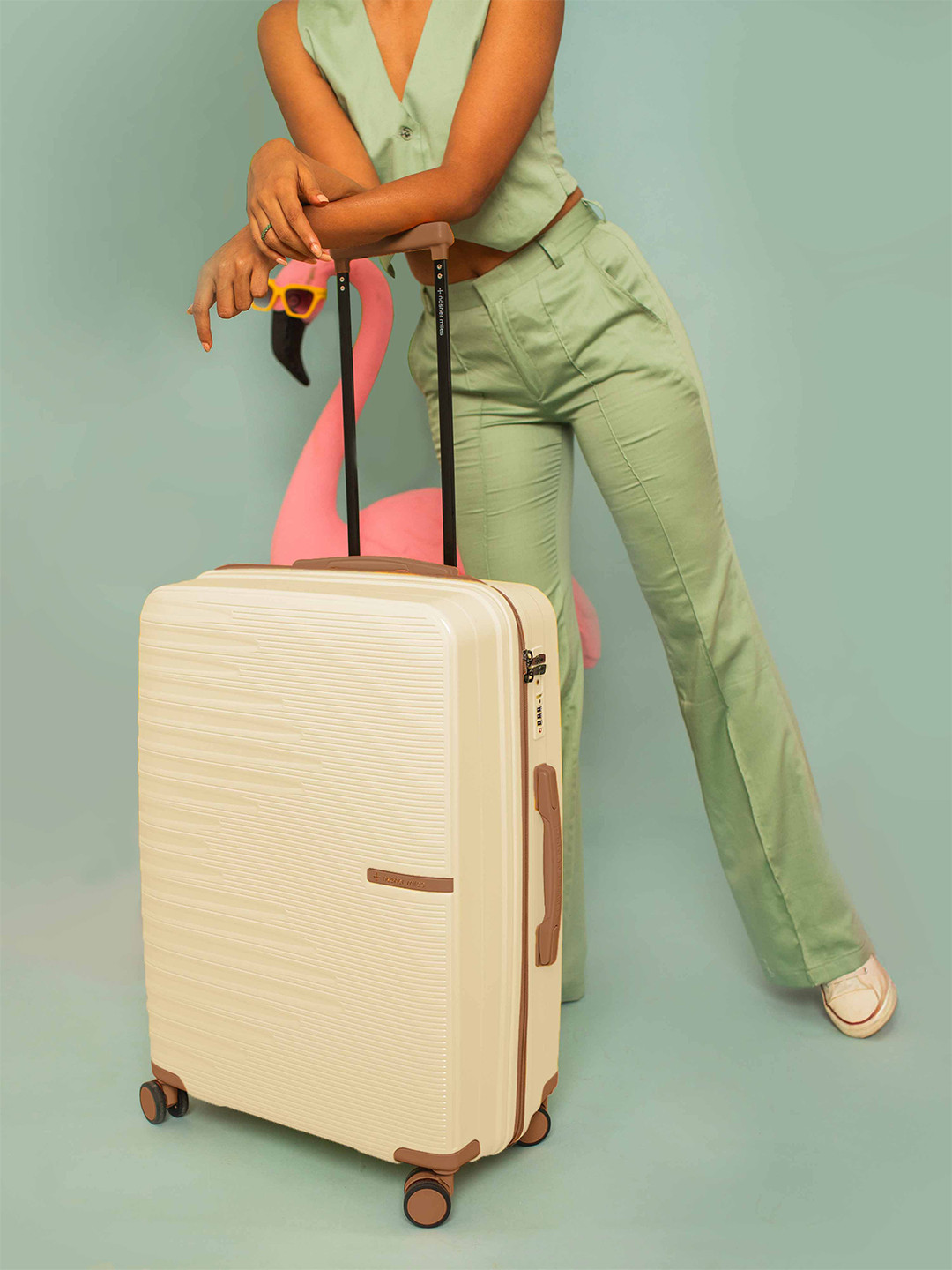 Nasher Miles Havelock Polypropylene TSA Lock Large Off White Trolley Bag - 28 Inch (75 cm)