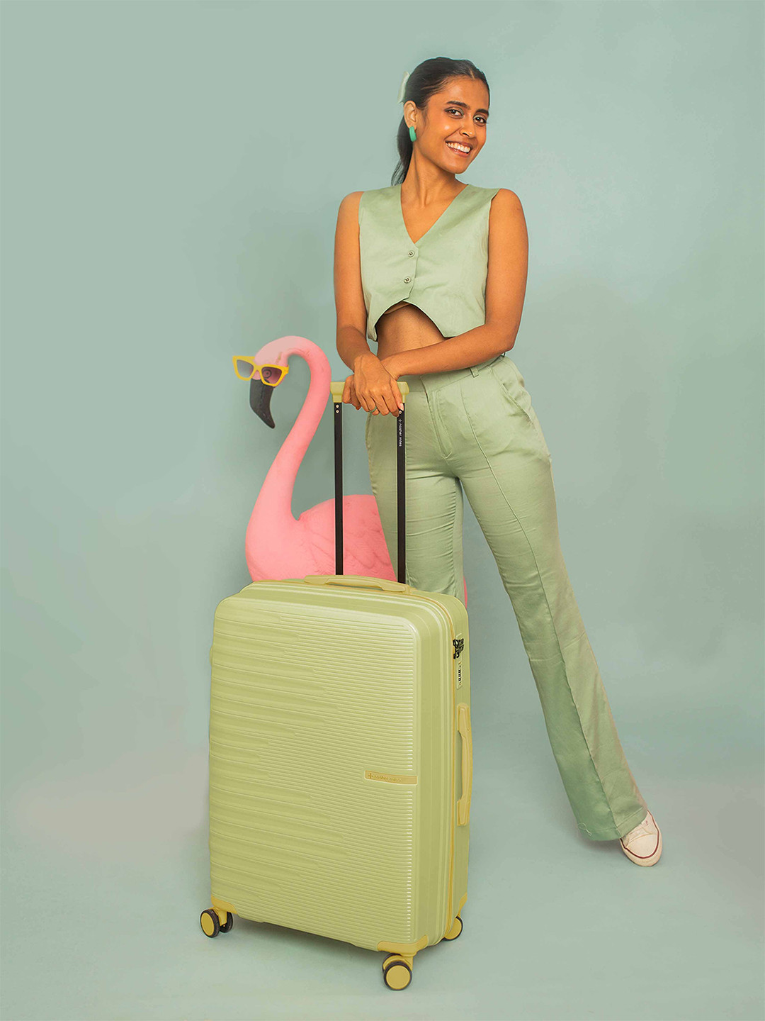 Nasher Miles Havelock Polypropylene TSA Lock Medium Green Trolley Bag - 24 Inch (65 cm)