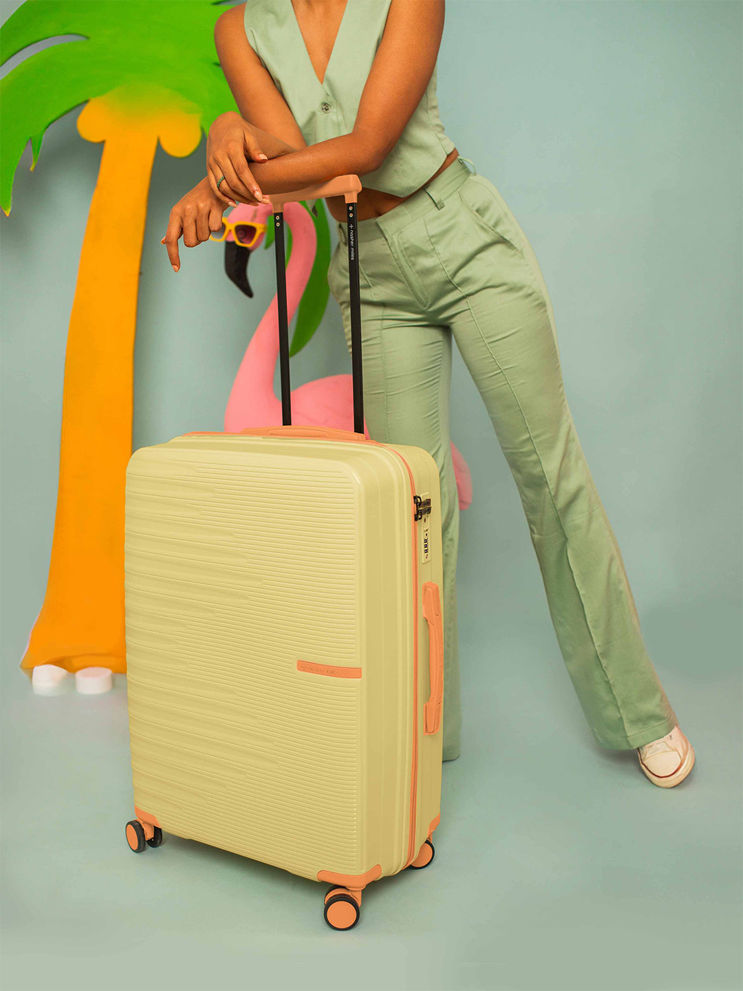 Nasher Miles Havelock Polypropylene TSA Lock Large Cream Trolley Bag - 28 Inch (75 cm)