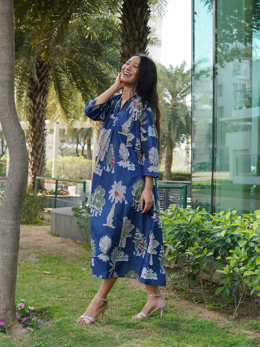 The Quince Life Floral Puff Sleeve A-Line Dress