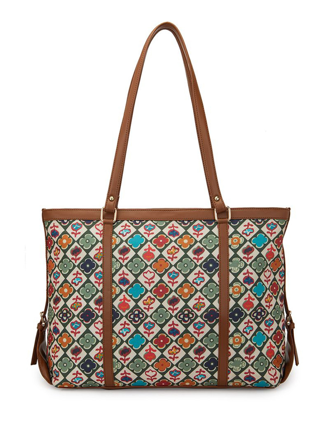 Globus Floral Print Double Handle Oversized Formal Tote Bag With Upto 16 Inch Laptop Size