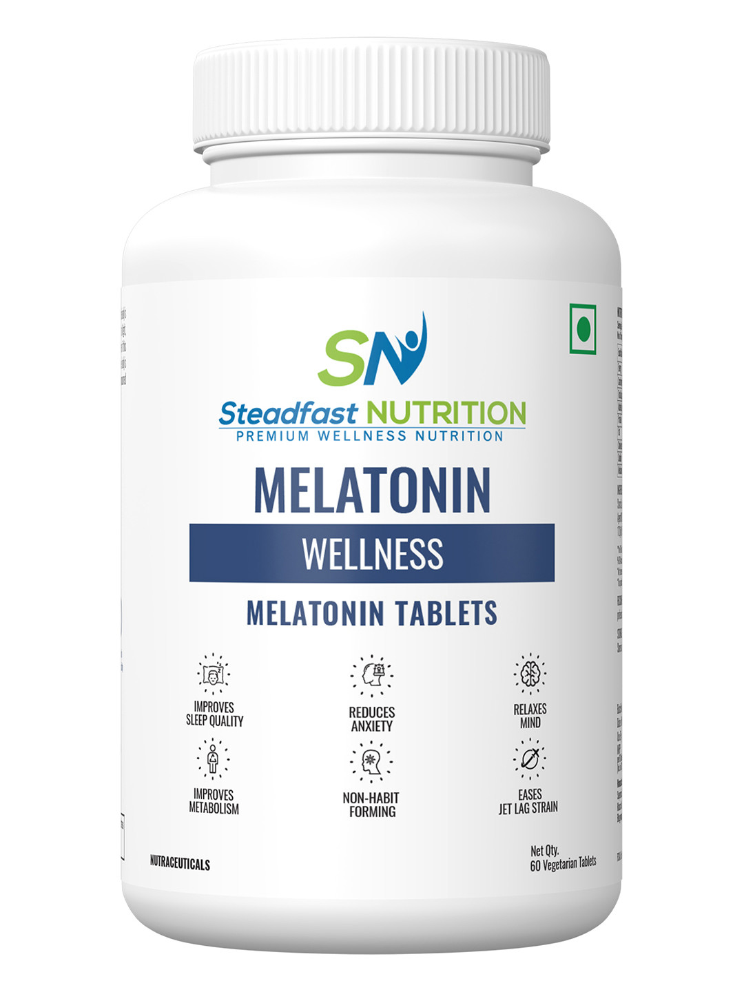 Steadfast Nutrition Melatonin Supplement for Deep Sleep Regulates Sleep Cycle 60 Tablets