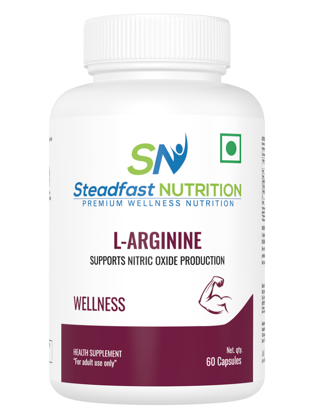 Steadfast Nutrition L-Arginine Support Nitric Oxide Production 60 Capsules