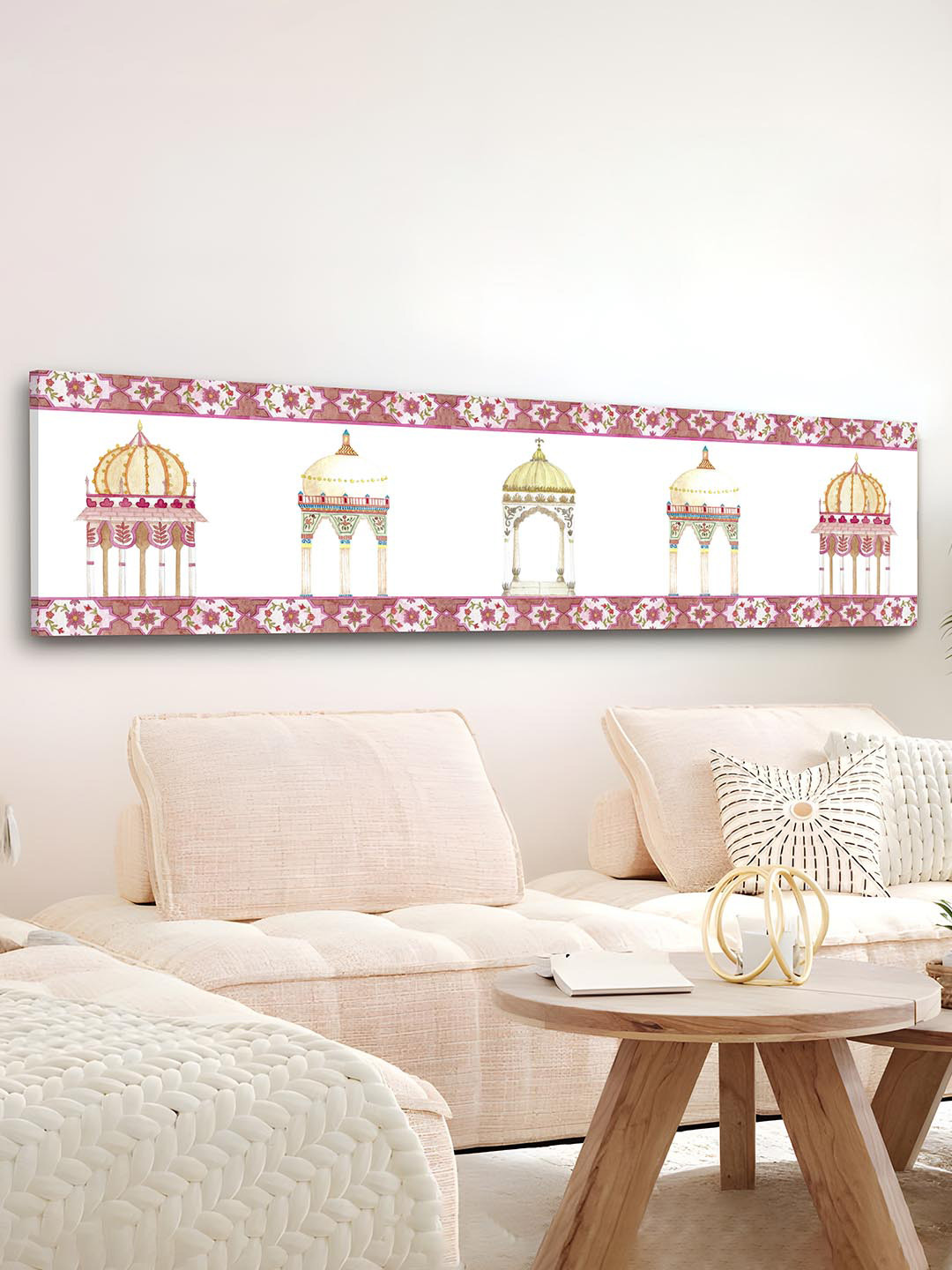 Art StreetIndian Mughal Temple Canvas Wall Rectangle Paintings Wall Art-4.7 x 18.1In