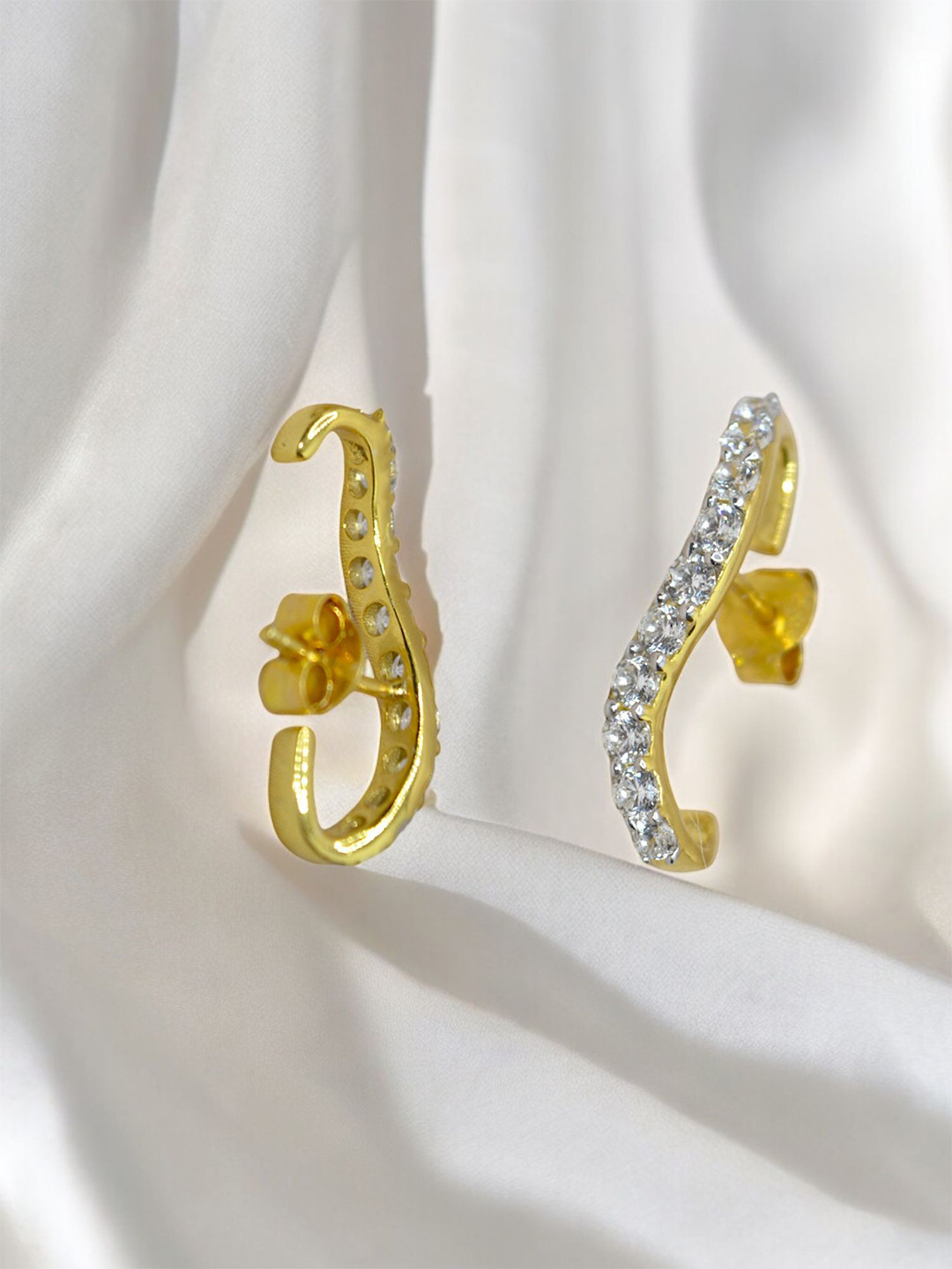 Luxevogue 925 Silver Cuff Earrings 925 Silver Stamp Rhodium Gold Plated Earring