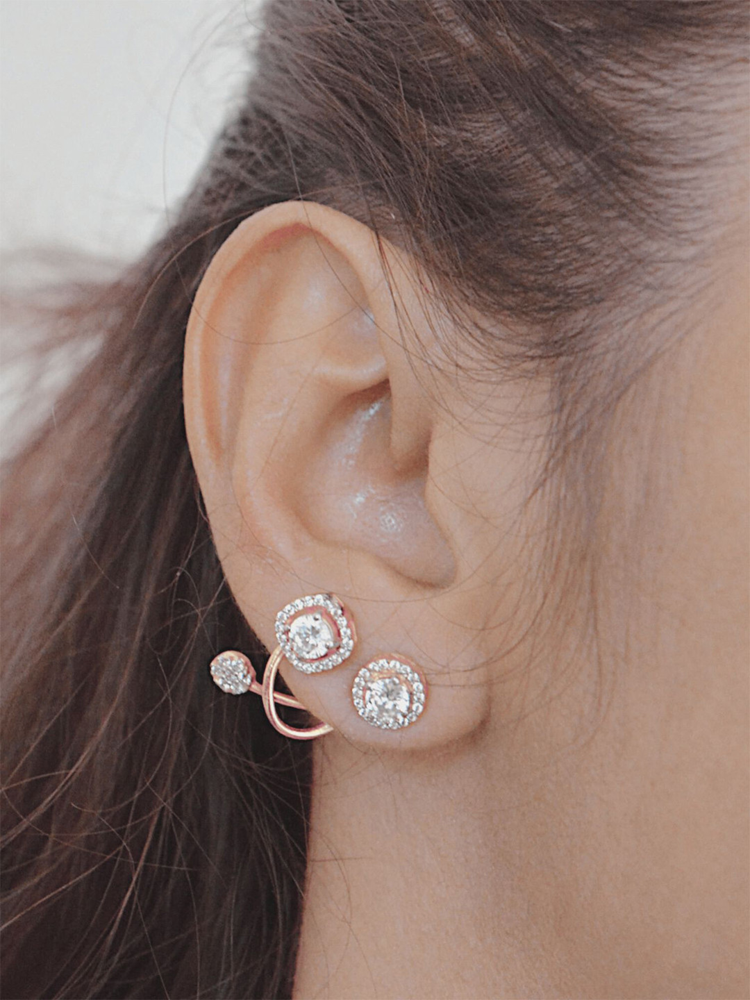 Luxevogue Women 925 Silver Solitaire Jacket Earring