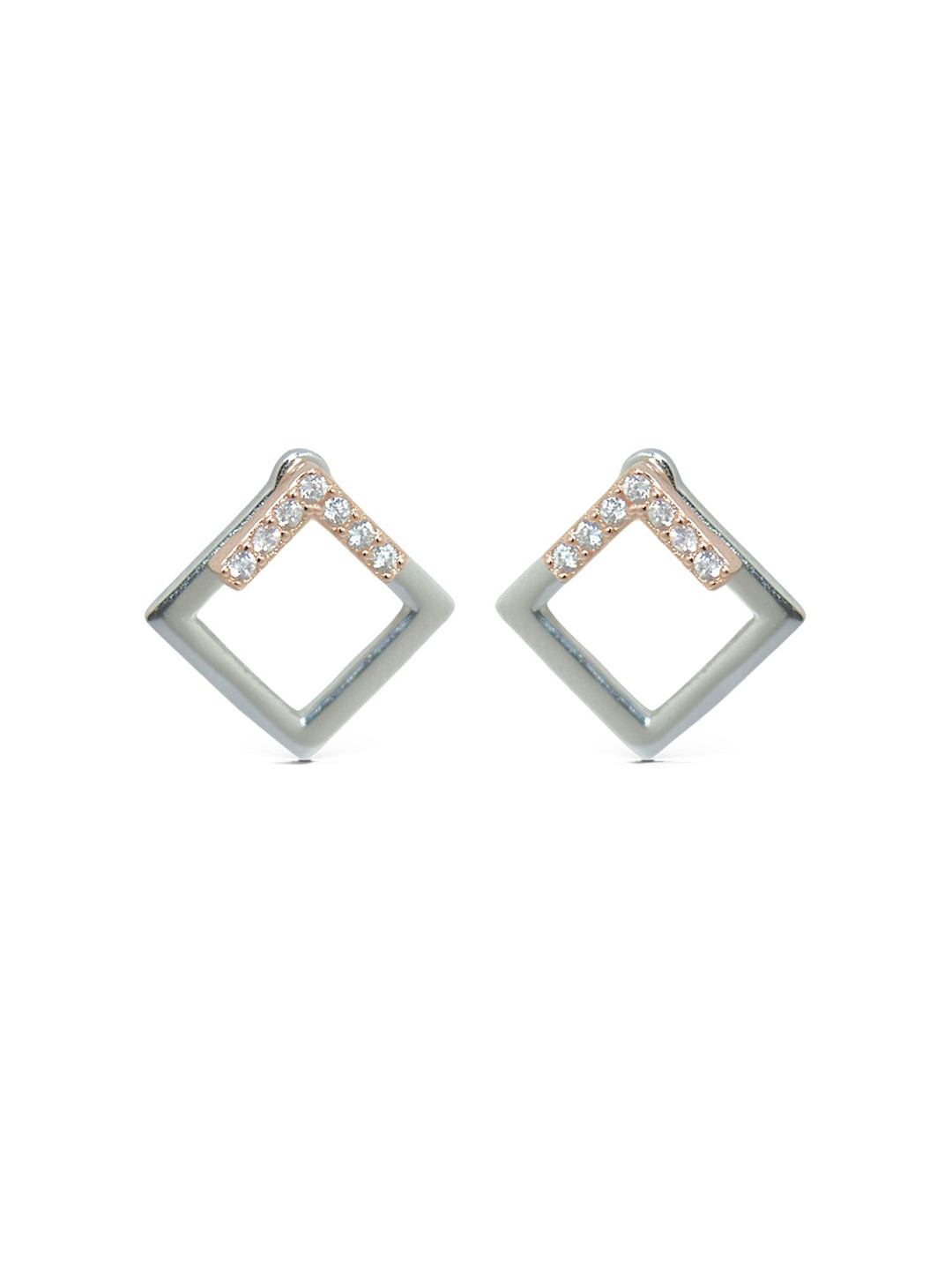 Luxevogue 18K Rhodium Gold Plated 925 Silver Pearl Earrings