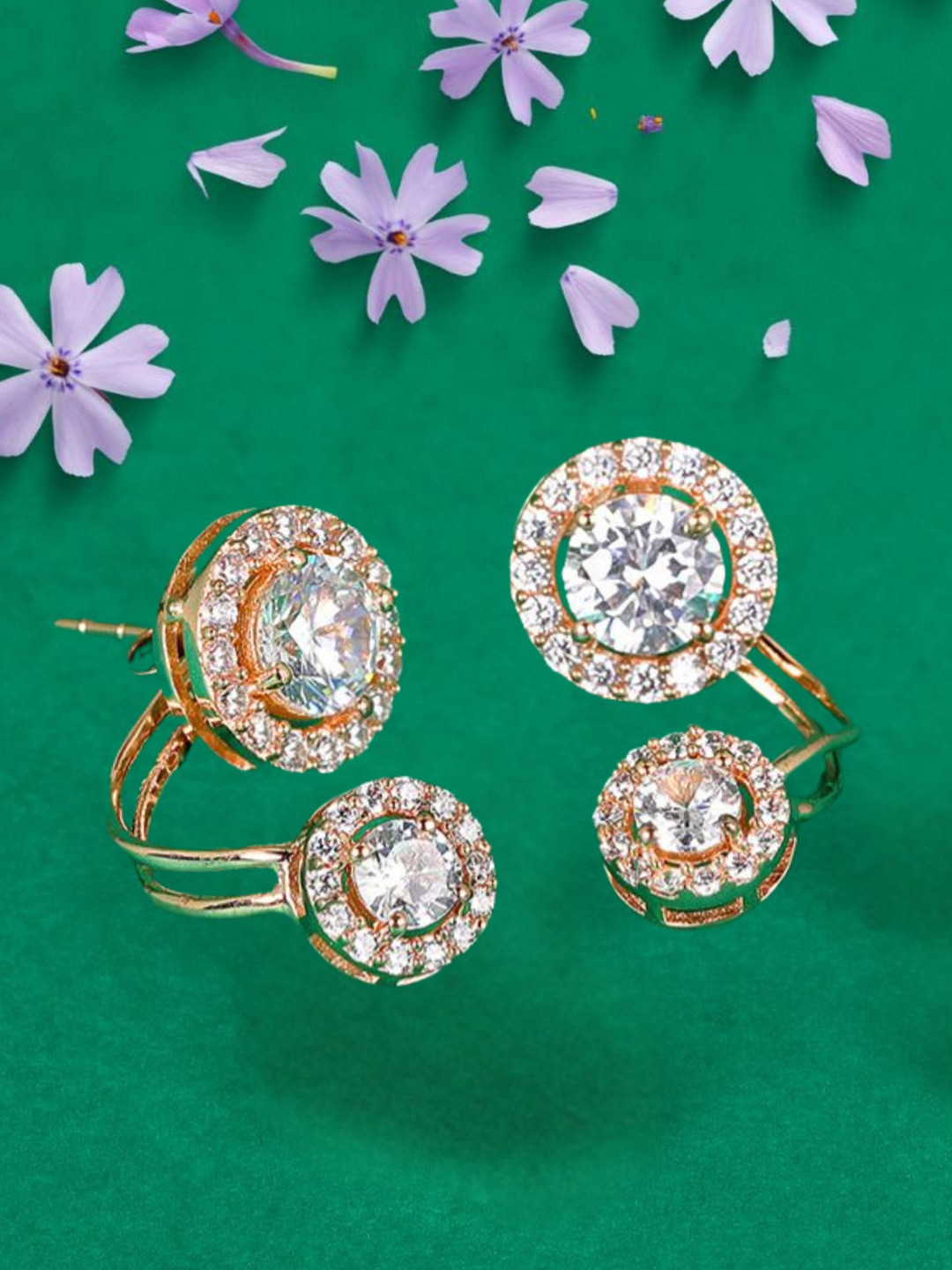 Luxevogue 18K Rose Gold Plated 925 Sterling Silver Solitaire Jacket Earrings for Women