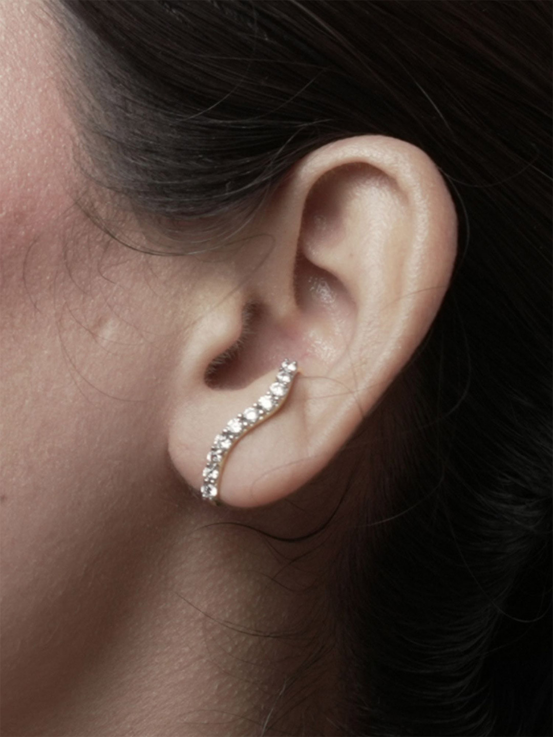 Luxevogue Rhodium Plated 925 Sterling Silver Luxe Sparkling Cuff Earrings
