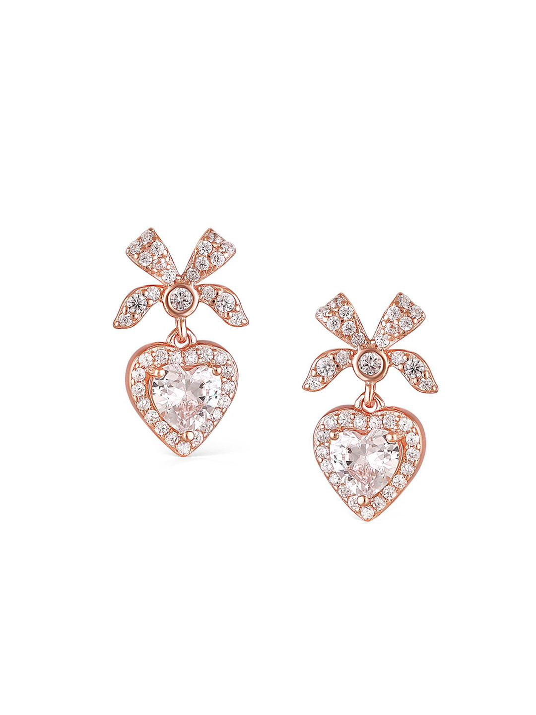 Luxevogue Women 925 Silver Heart Drop Earrings