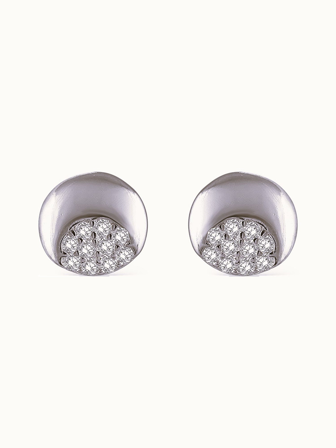 Luxevogue Rhodium Plated 925 Sterling Pure Silver Studs Earrings