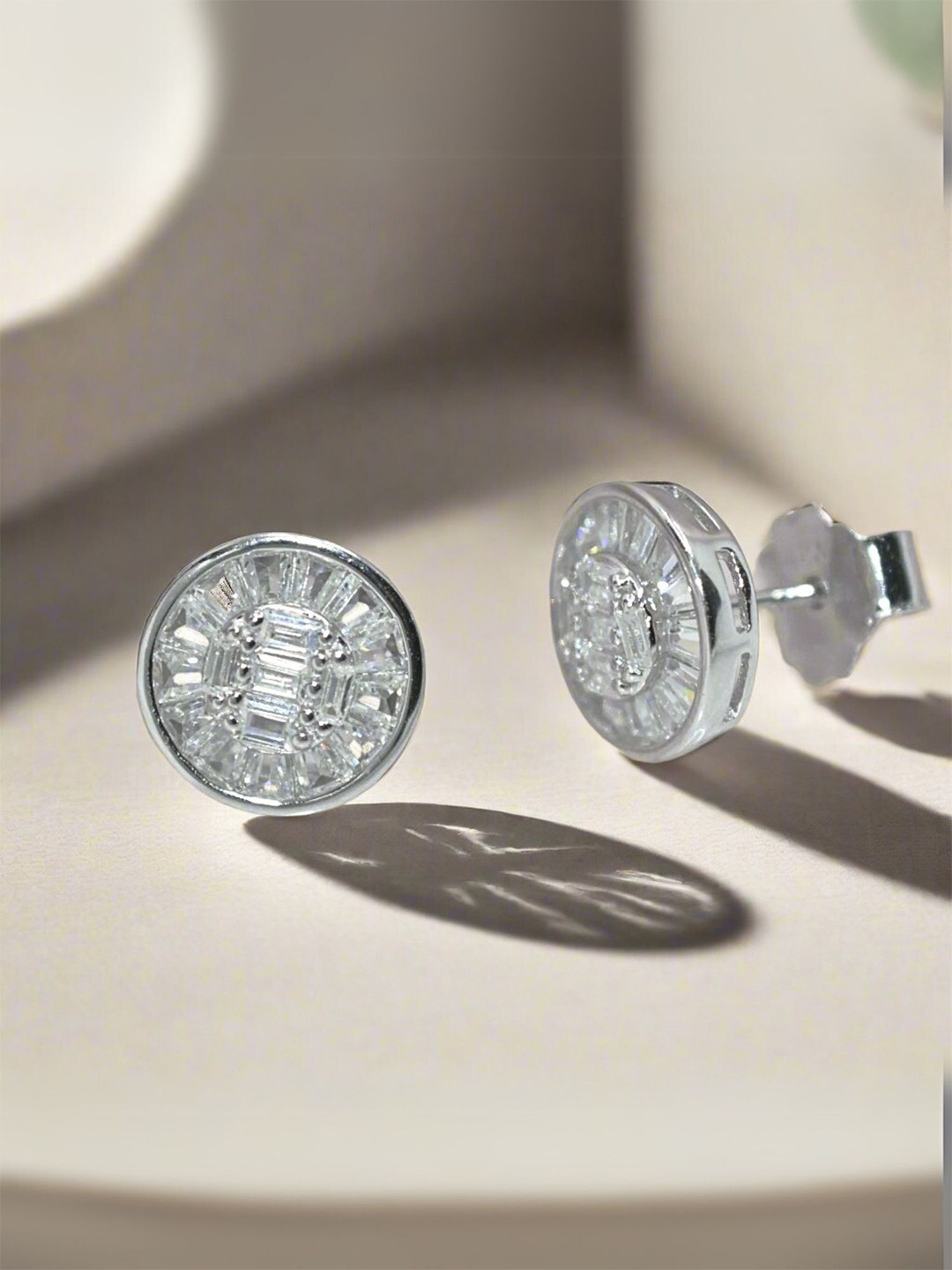 Luxevogue Women 925 Silver Cubic Zirconia Stones 18K Rhodium Gold Plated Studs Earrings