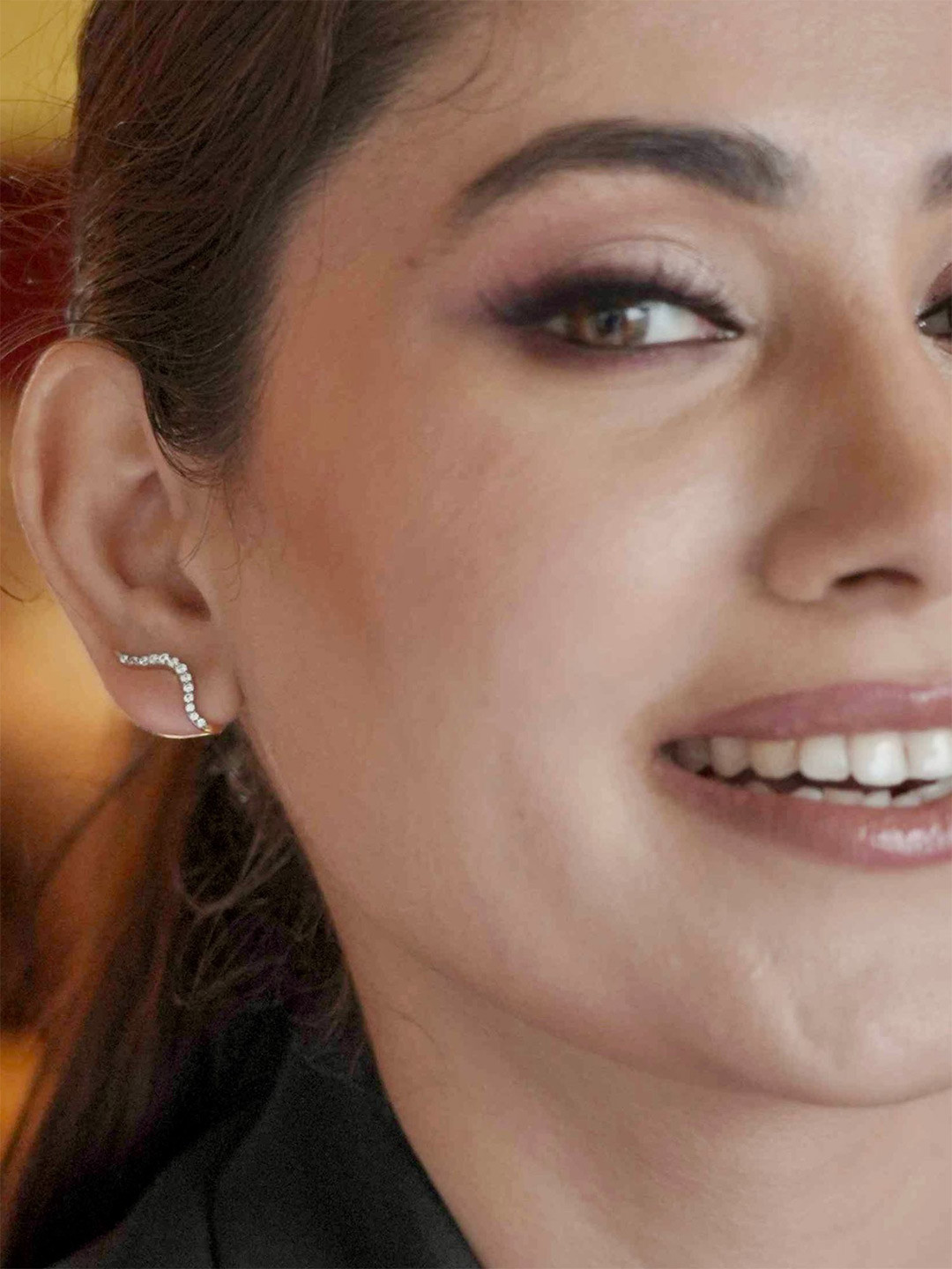 Luxevogue Rhodium Plated 925 Sterling Stylish Silver Earrings Cuff