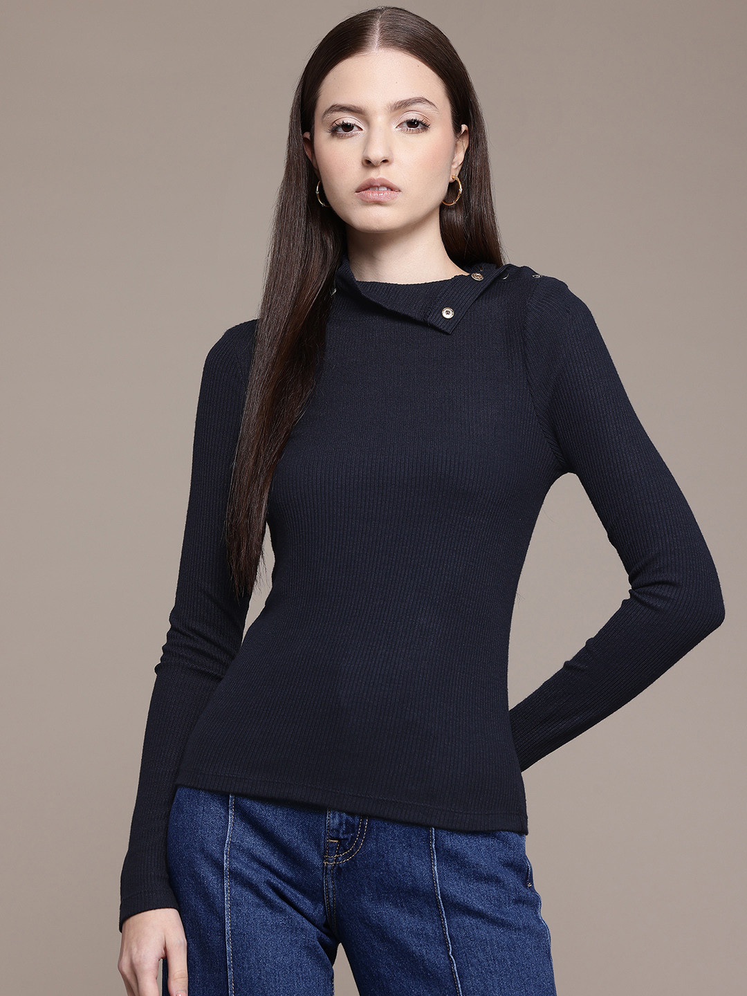 MANGO Ribbed Fitted T-shirt