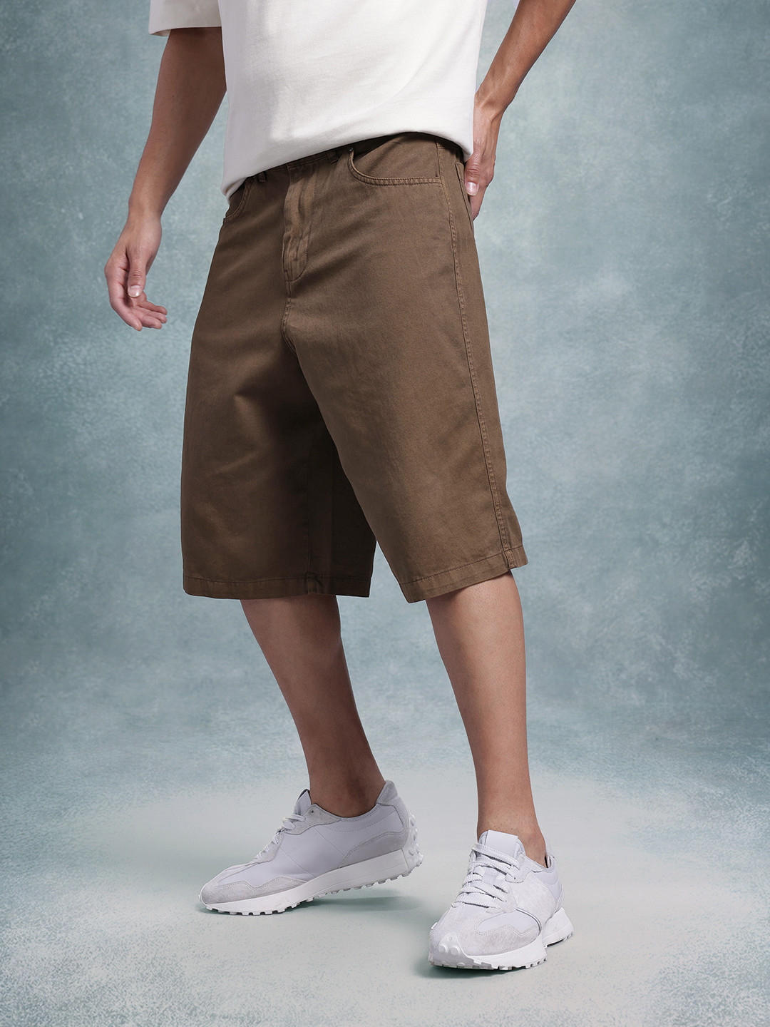 The Roadster Life Co. Men Mid-Rise Twill Weave Pure Cotton Baggy Fit Skater Jorts