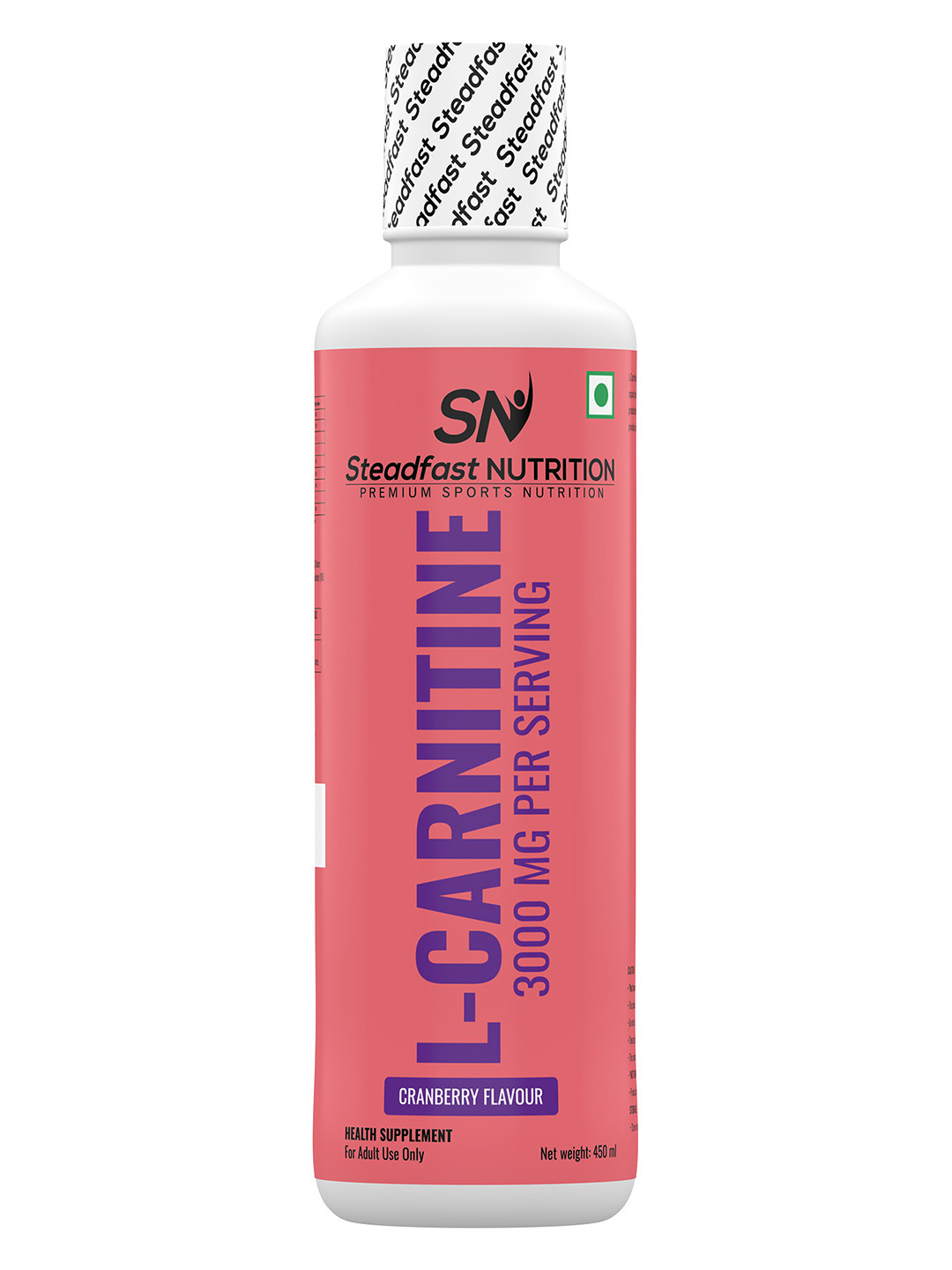 Steadfast Nutrition L-Carnitine 3000mg Liquid Supplement with Vitamin B5 450ml (Cranberry)