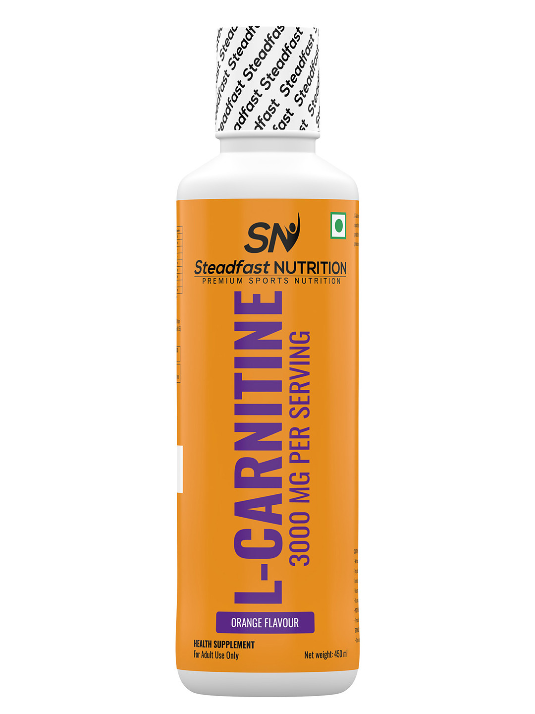 Steadfast Nutrition L-Carnitine 3000mg Liquid Supplement with Vitamin B5 450ml (Orange)