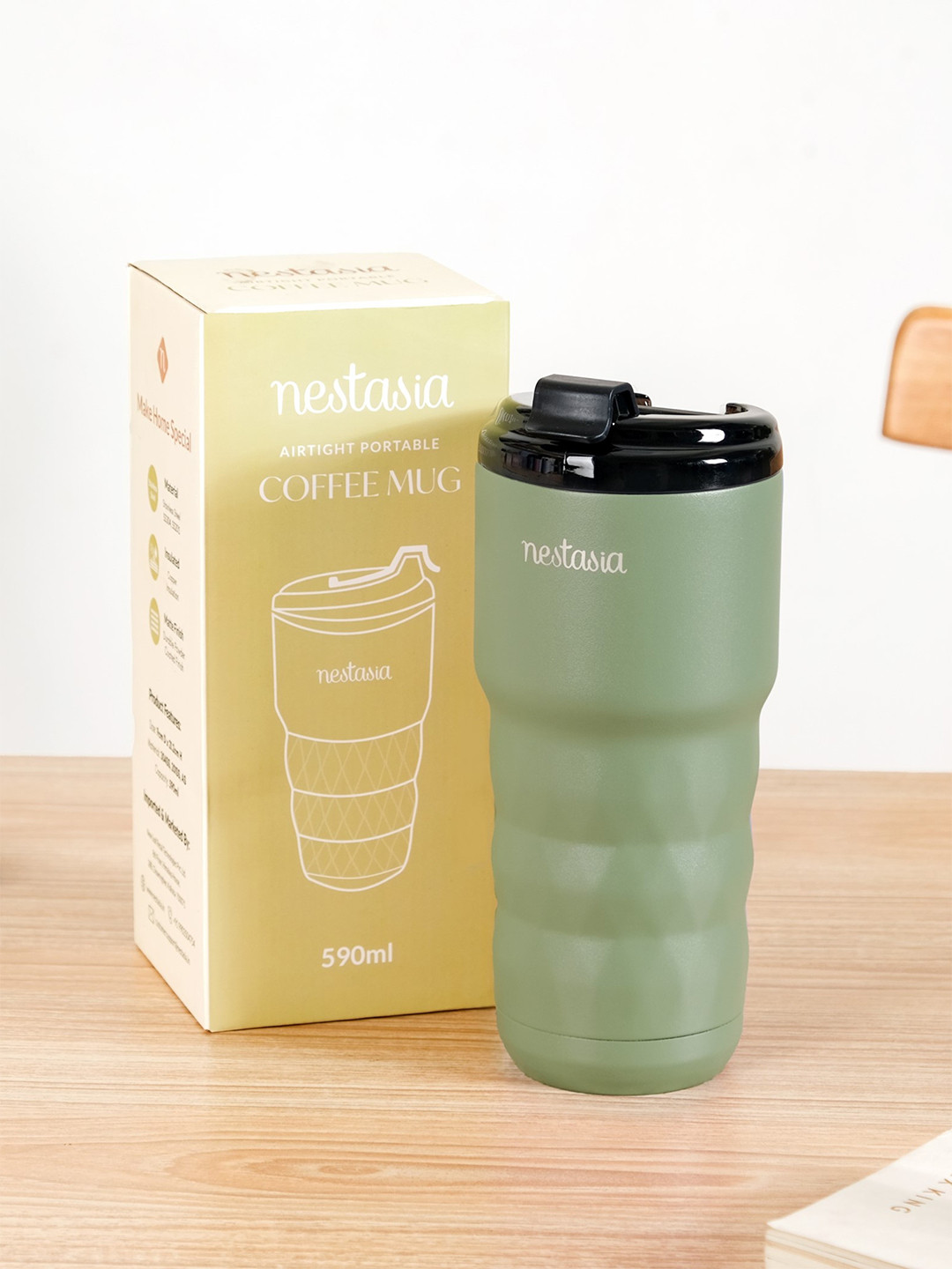 Nestasia Sea Green Stainless Steel Double Wall Vacuum Flask - 590ml