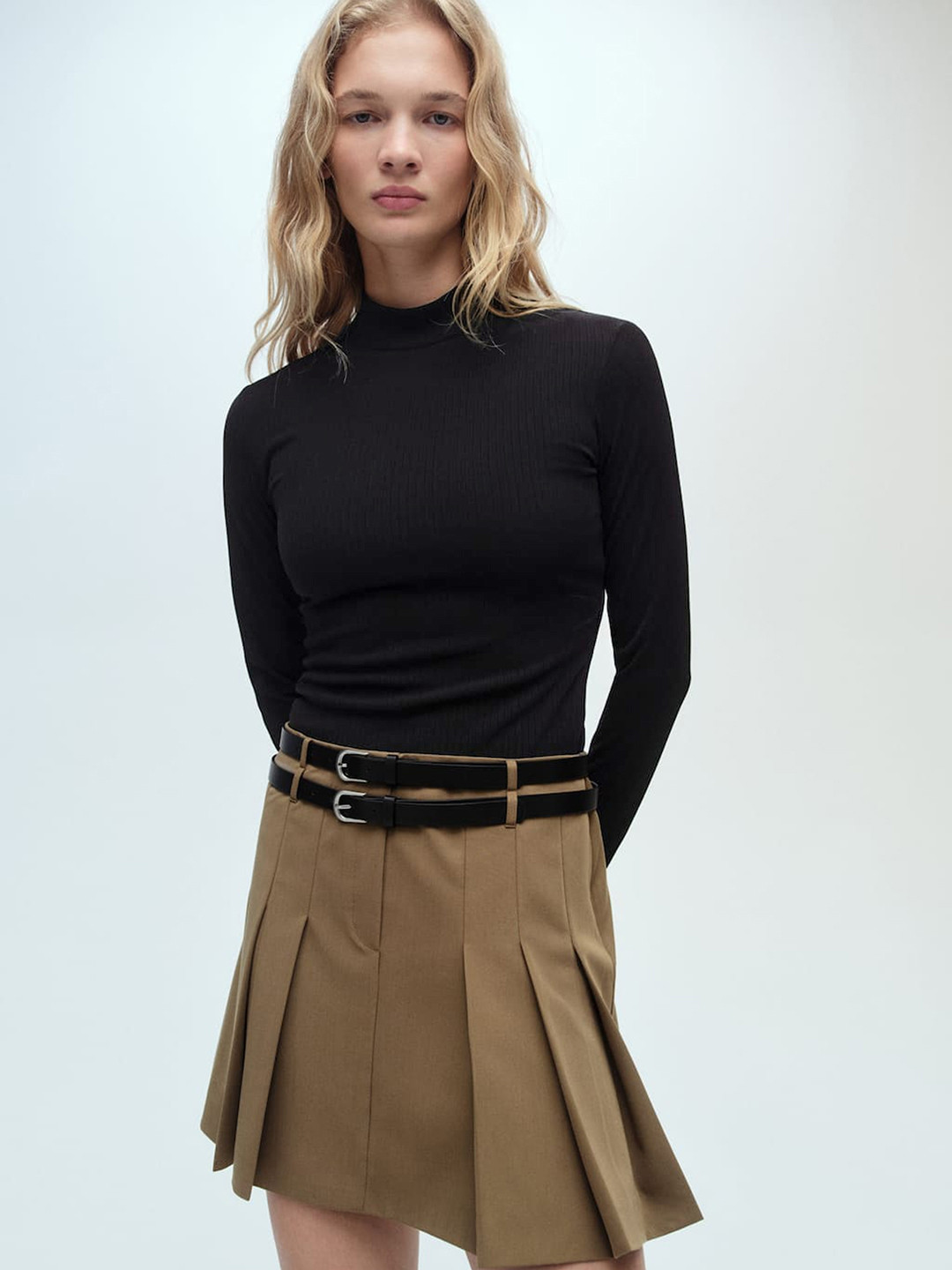 MANGO Combined Fit & Flare Dress with Belts