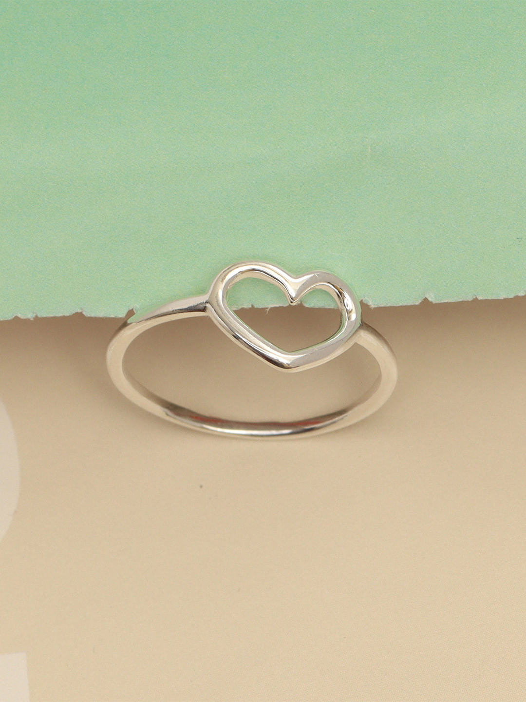 LeCalla 925 Pure Silver Open Heart Finger Ring