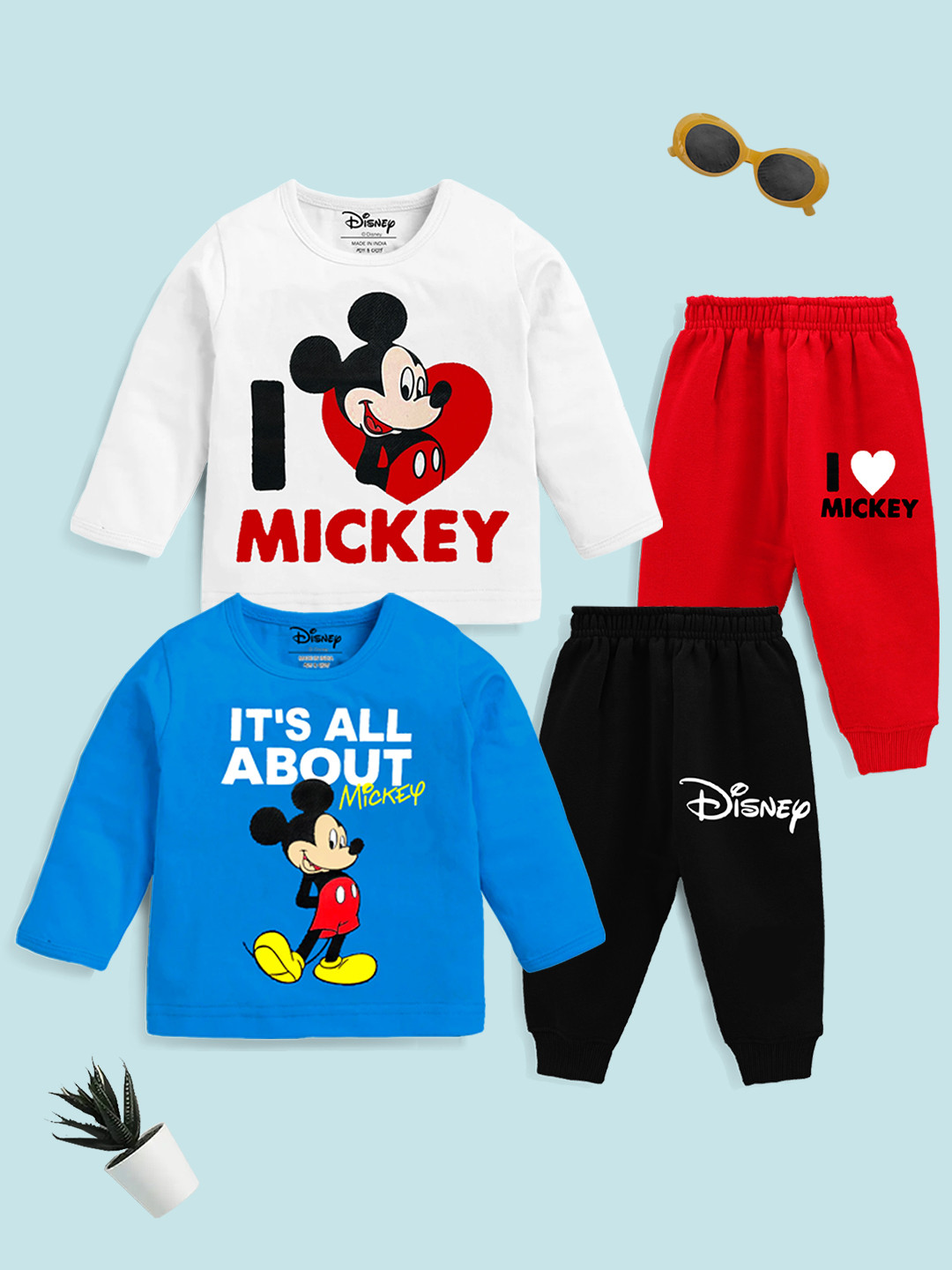 Disney By Miss and Chief Boys Printed T-shirt with Pyjamas