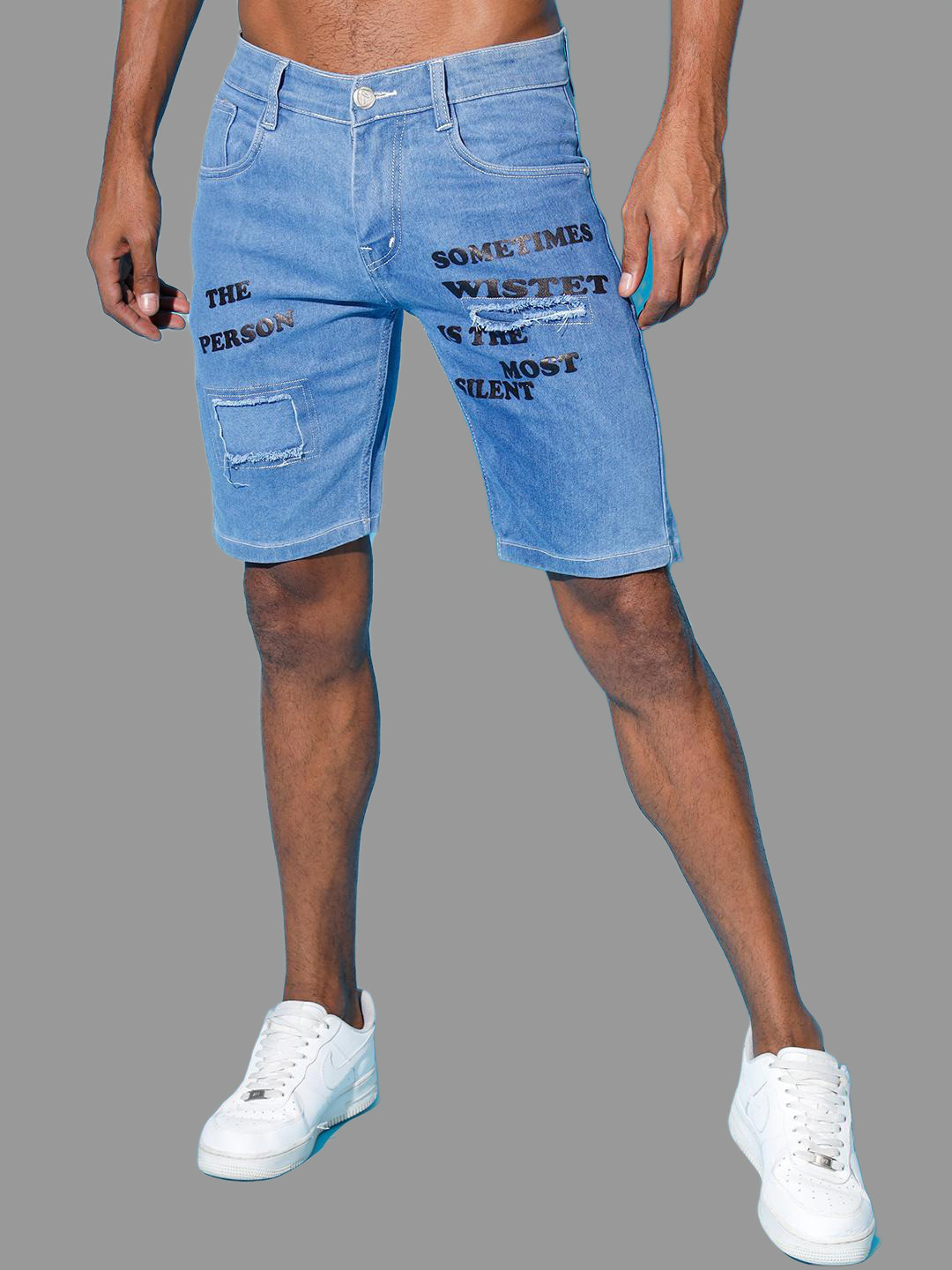 FUDE PRIDE Men Skinny Fit Denim Shorts