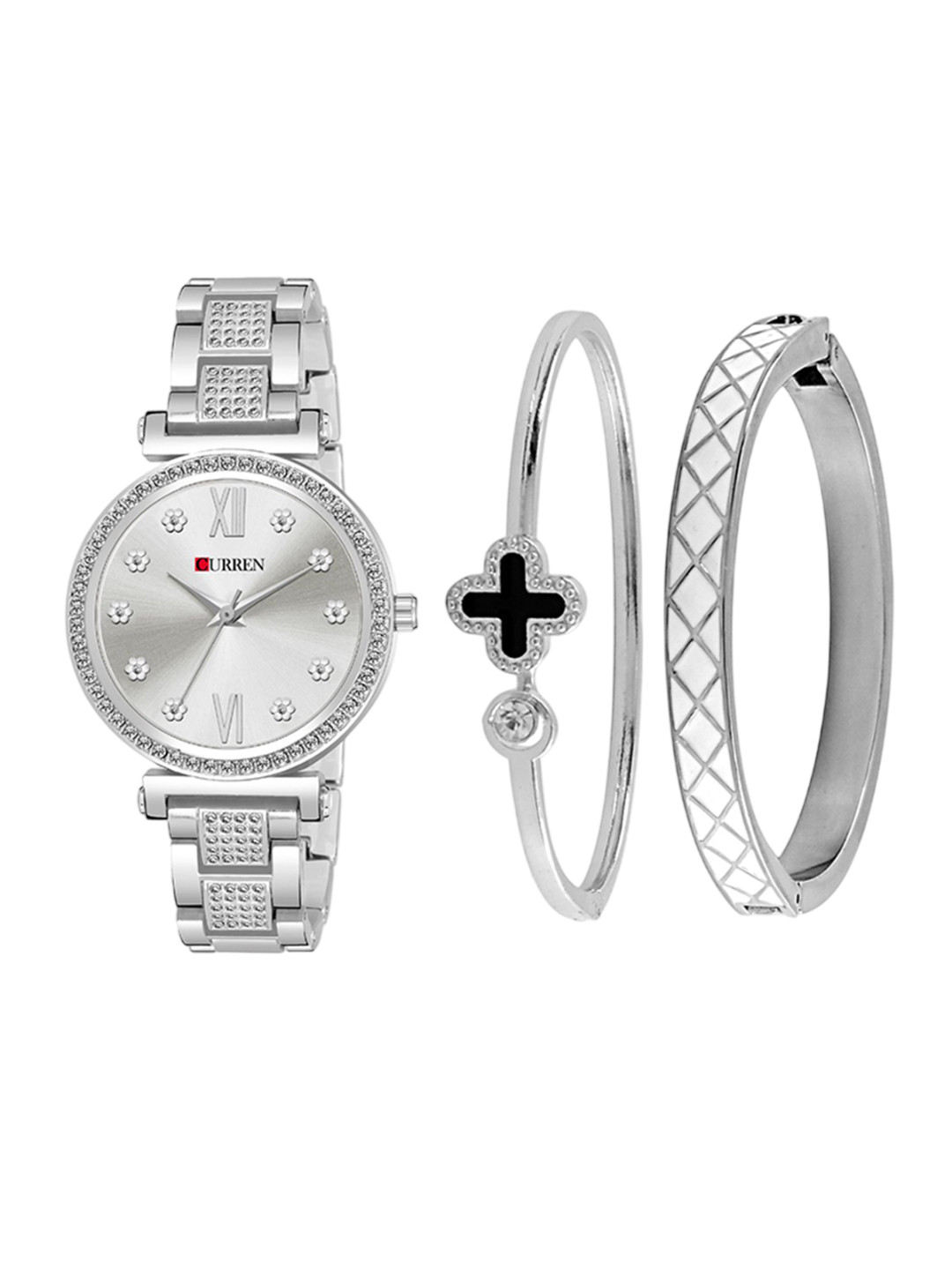 Curren Women Dial & Stainless Steel Bracelet Style Straps Analogue Watch 1660-SFW+JW-01&05