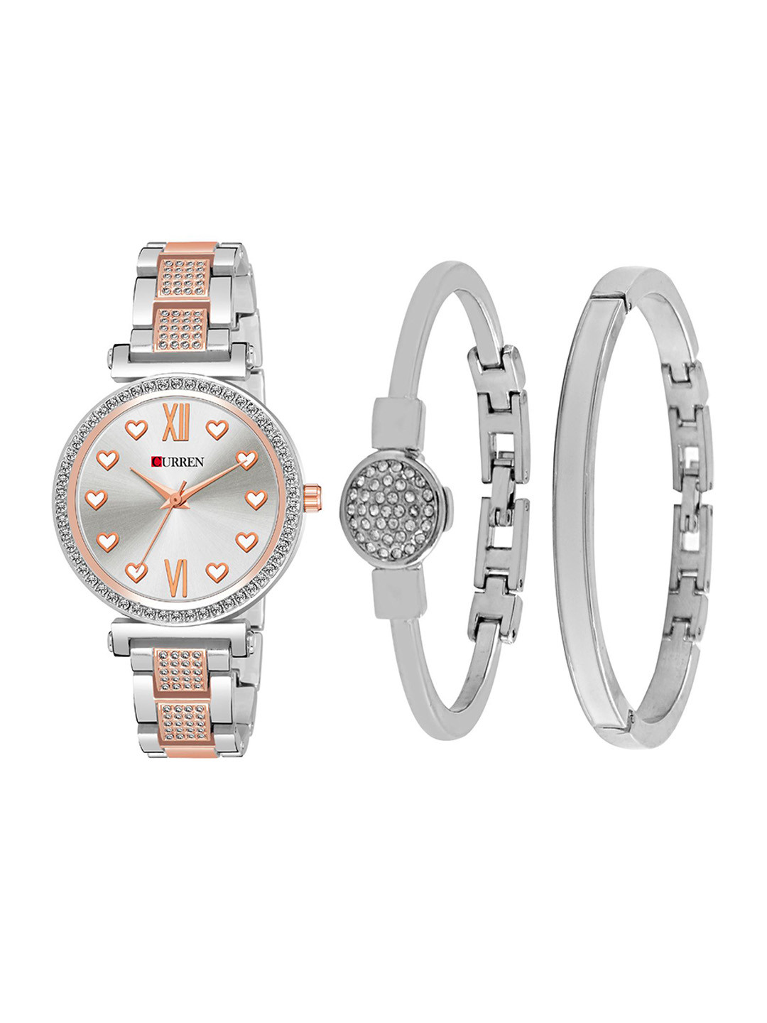 Curren Women Brass tainless Steel Bracelet Style Straps Analogue Watch 1660-TT-SHW+09&11