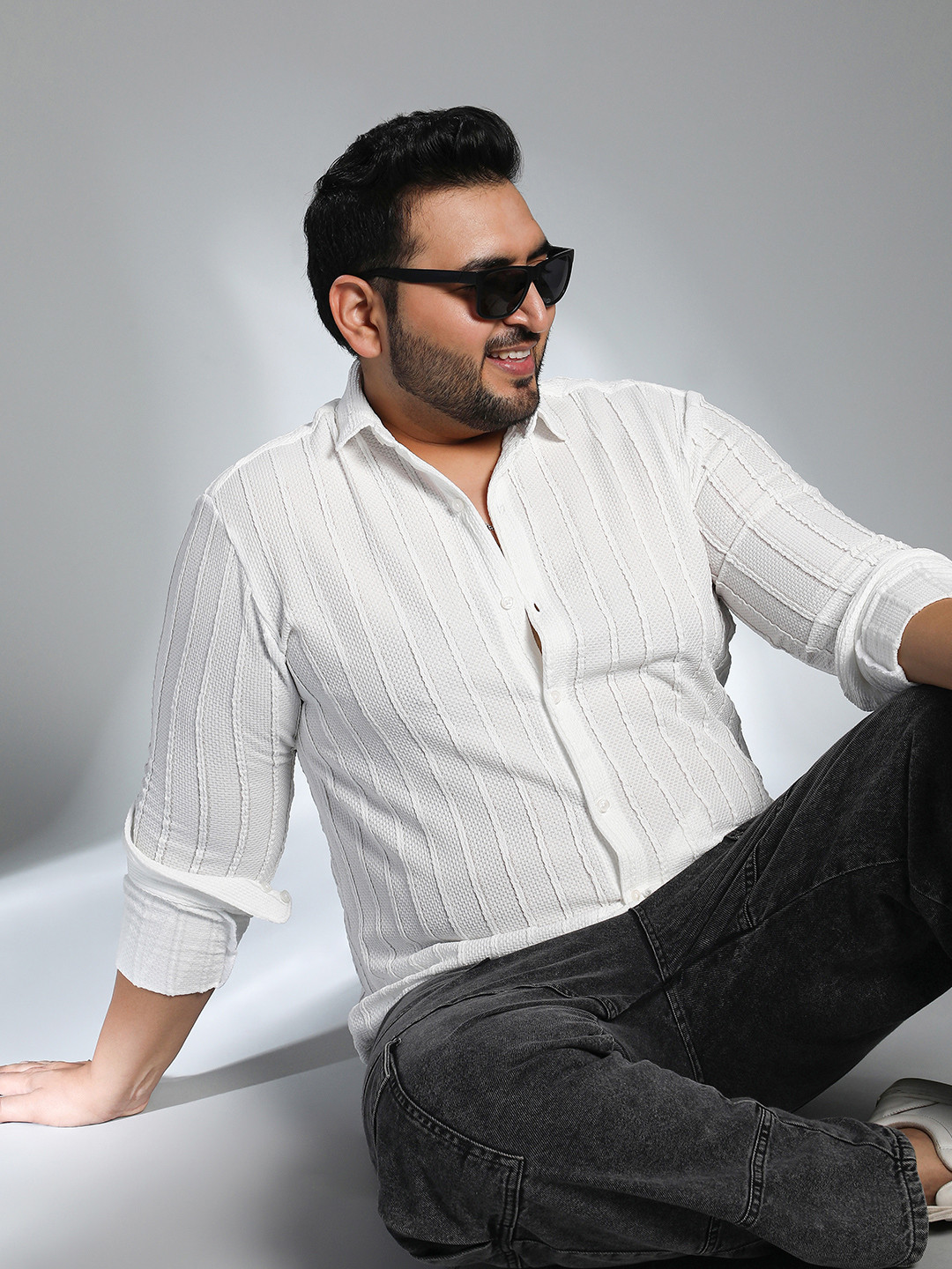 Instafab Plus Size Men Comfort Vertical Striped Cotton Casual Shirt