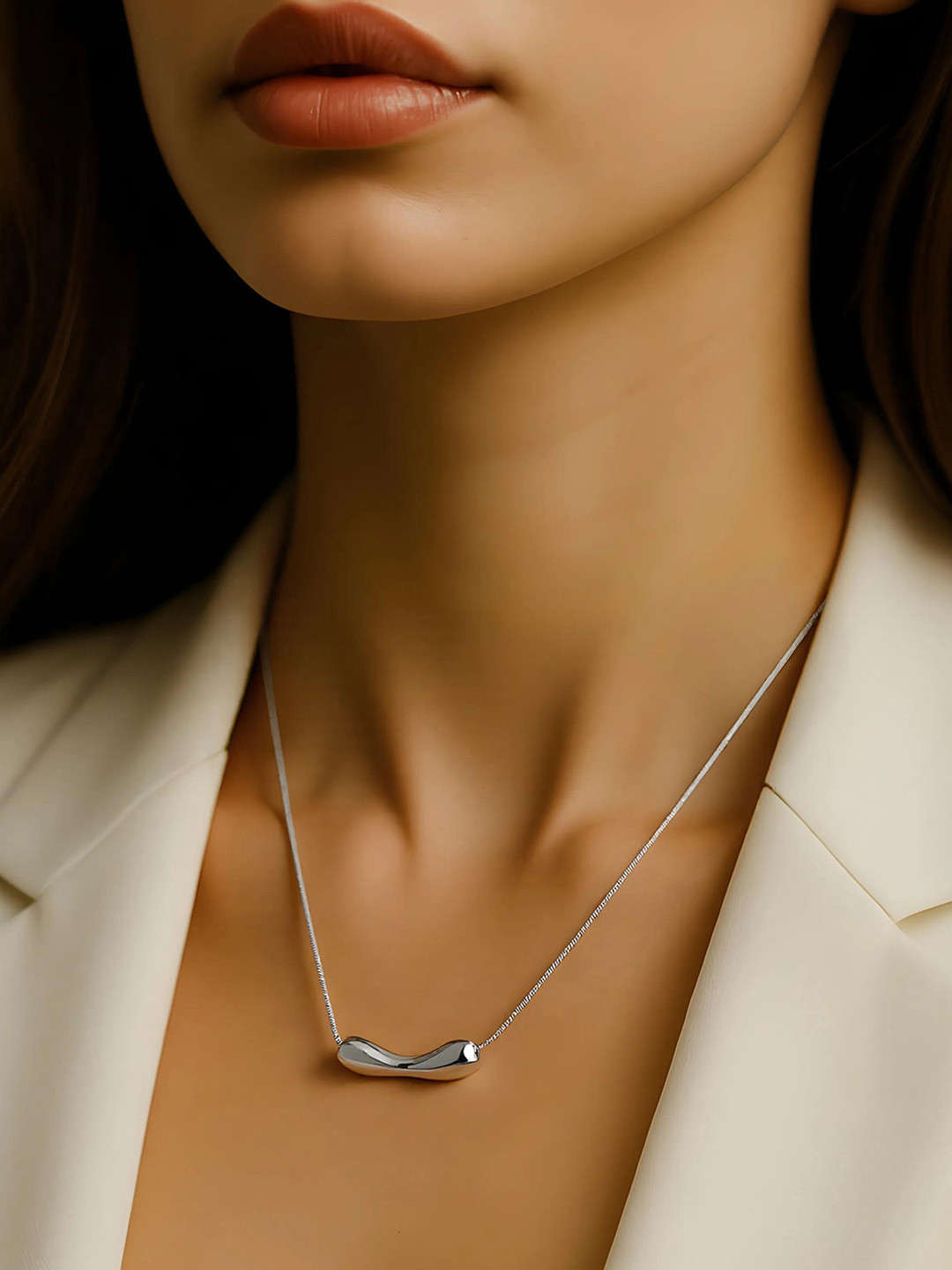 Rubans Voguish Silver Plated Stainless Steel Tarnish-Free Waterproof Demi-Fine Necklace