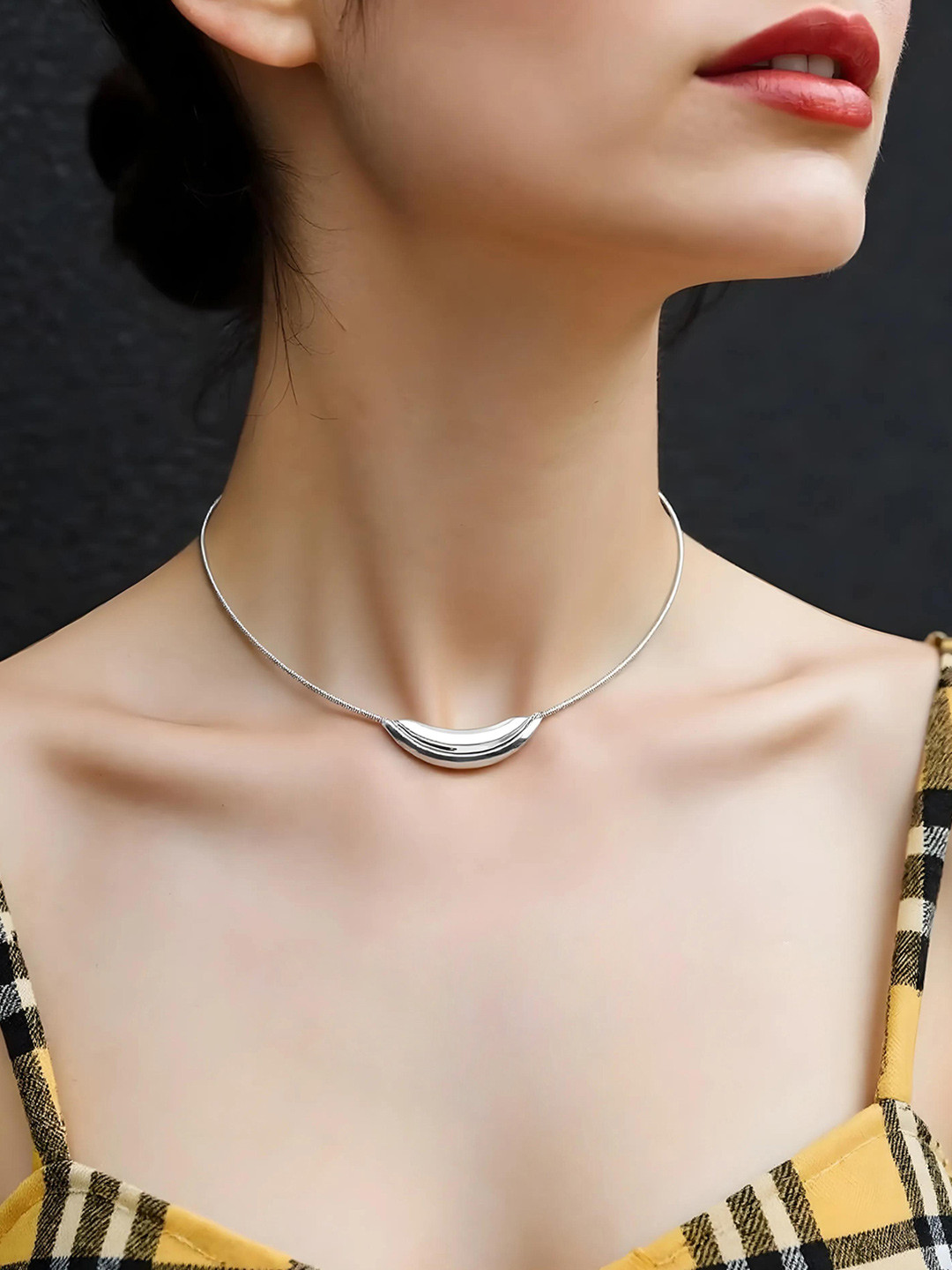 Rubans Voguish Silver-Plated Stainless-Steel Tarnish-Free Demi-Fine Statement Necklace